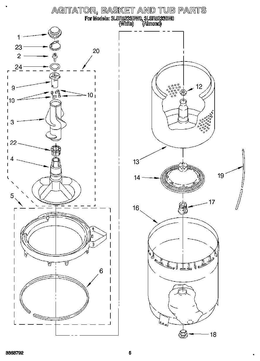 04 - AGITATOR, BASKET AND TUB