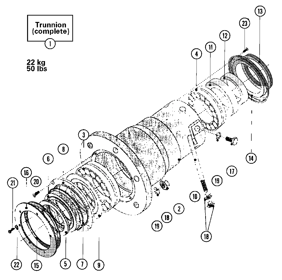 25 - BEARINGS & TRUNNION ASSEMBLY (SERIES 11)