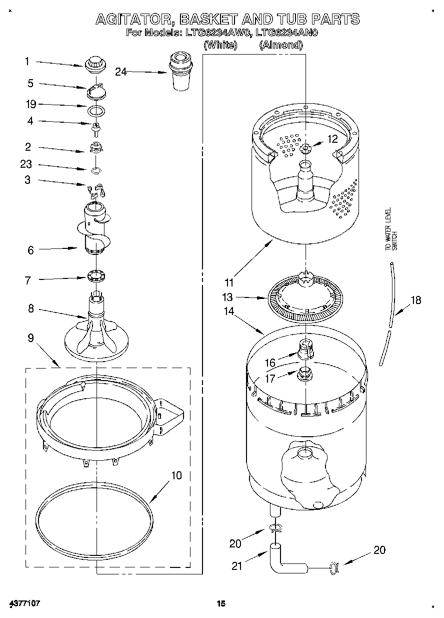 10 - AGITATOR, BASKET AND TUB