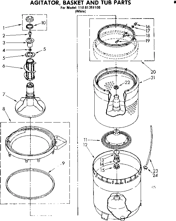 AGITATOR, BASKET AND TUB PARTS