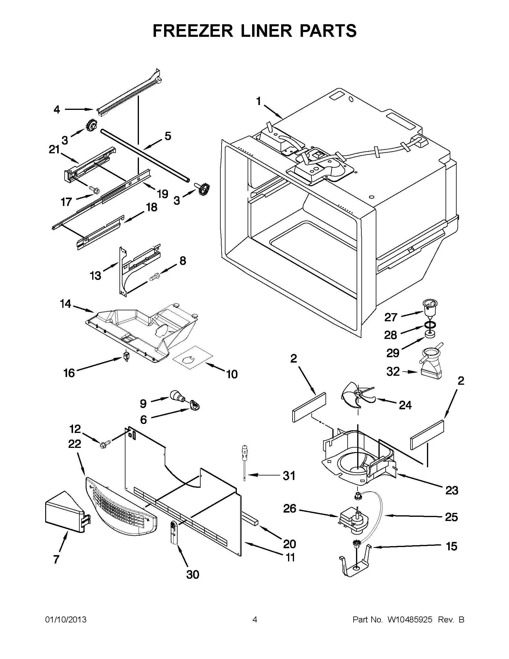 02 - FREEZER LINER PARTS