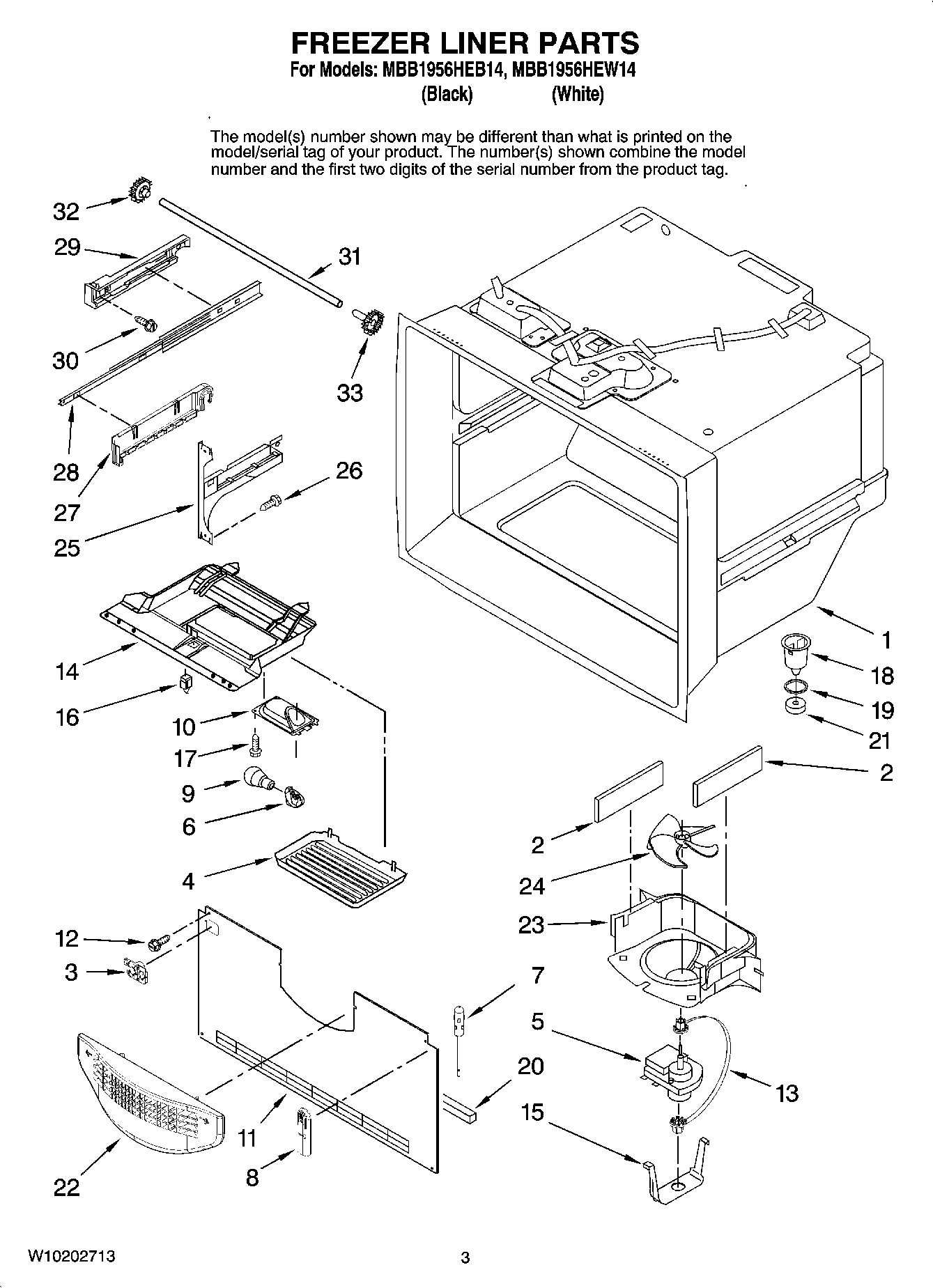 02 - FREEZER LINER PARTS