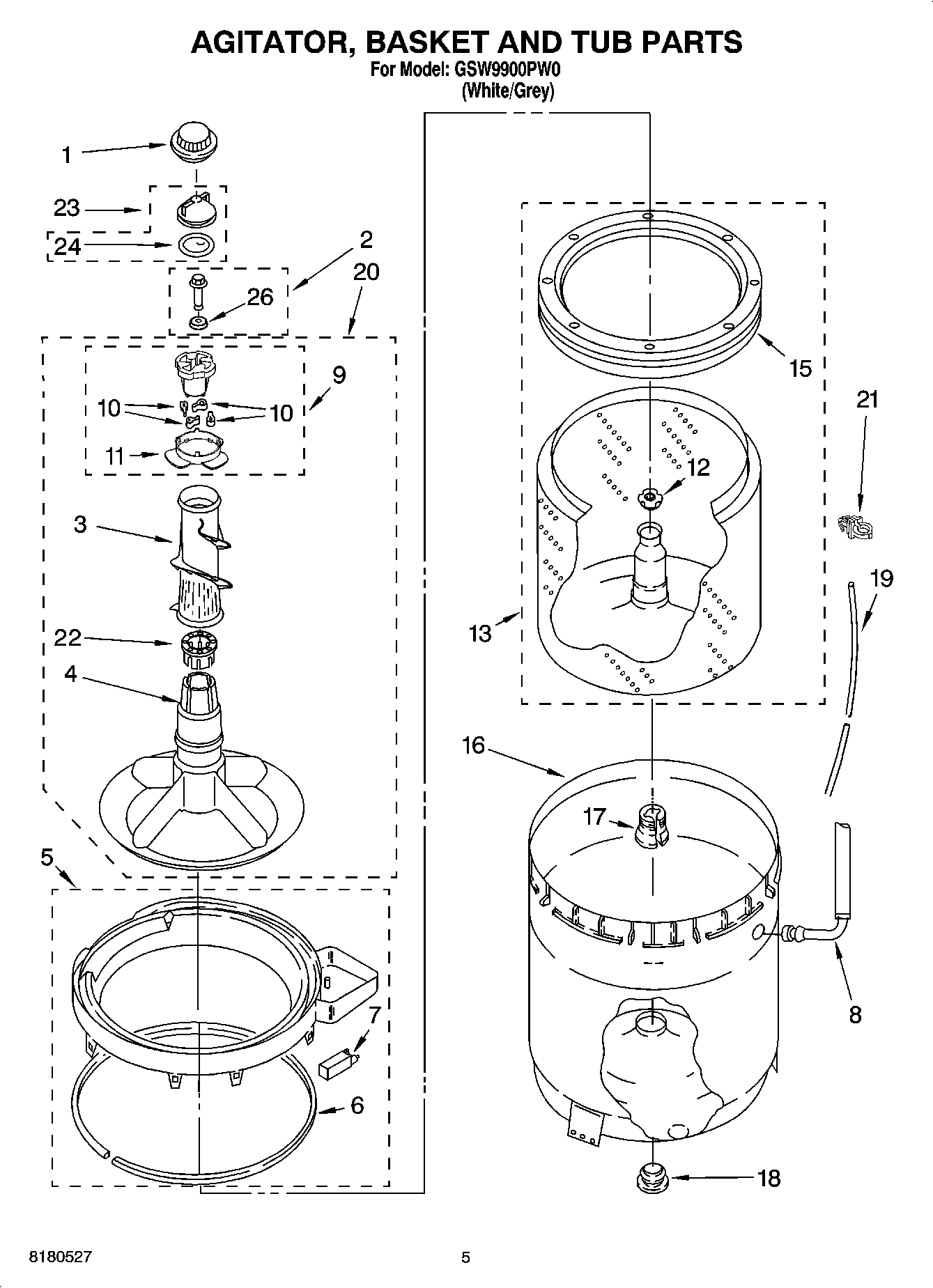 03 - AGITATOR, BASKET AND TUB PARTS