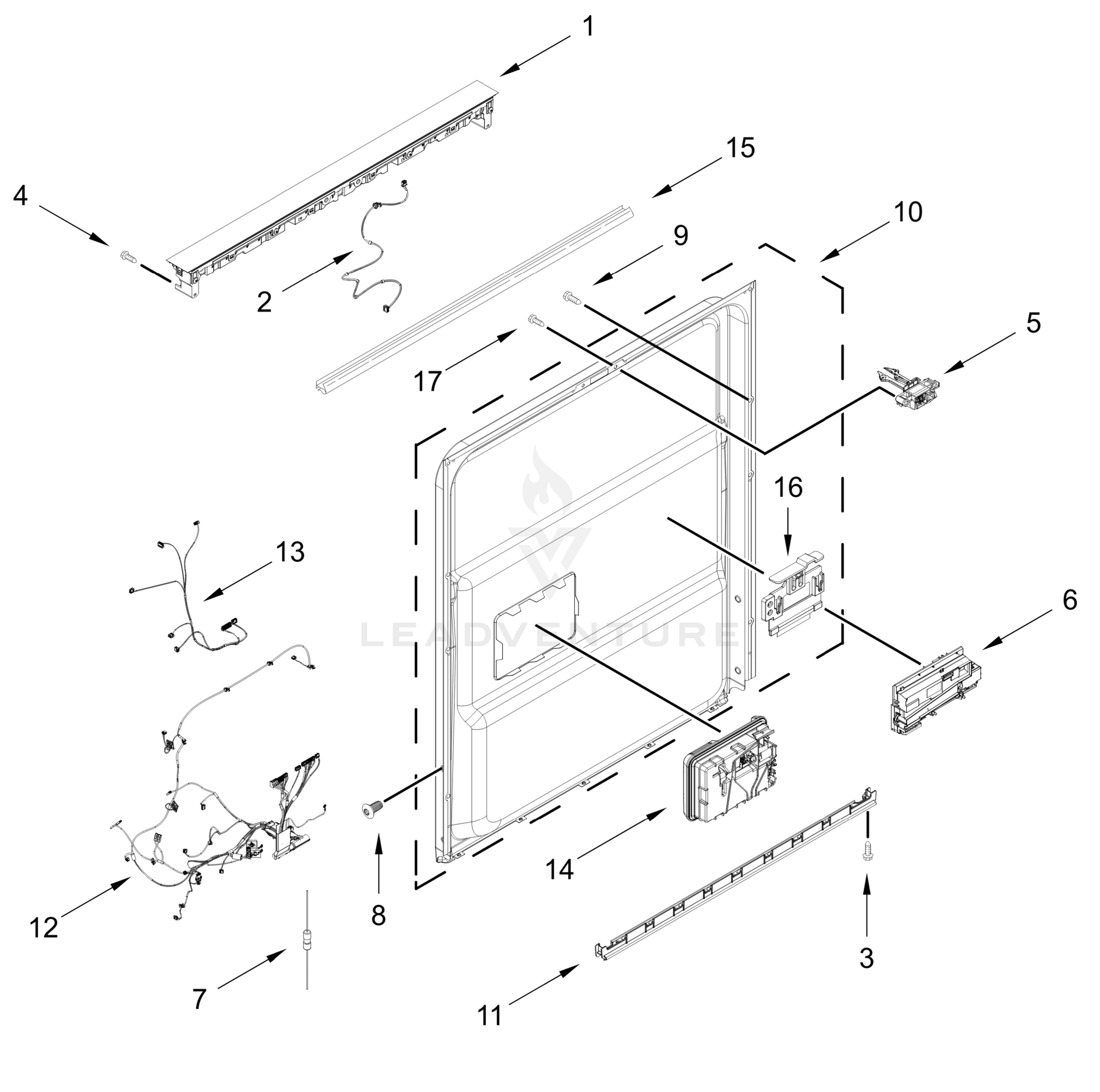 CONTROL PANEL AND INNER DOOR PARTS