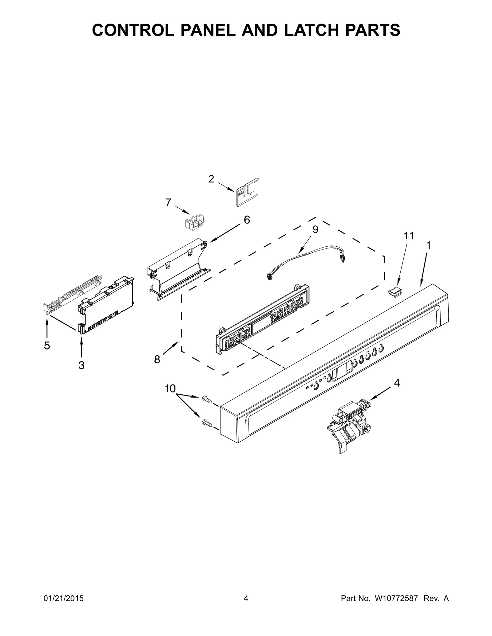 CONTROL PANEL AND LATCH PARTS
