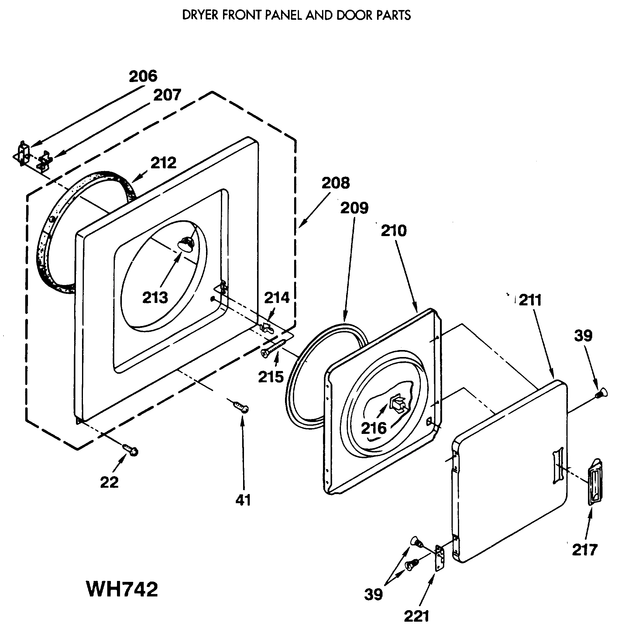 DRYER FRONT PANEL AND DOOR PARTS