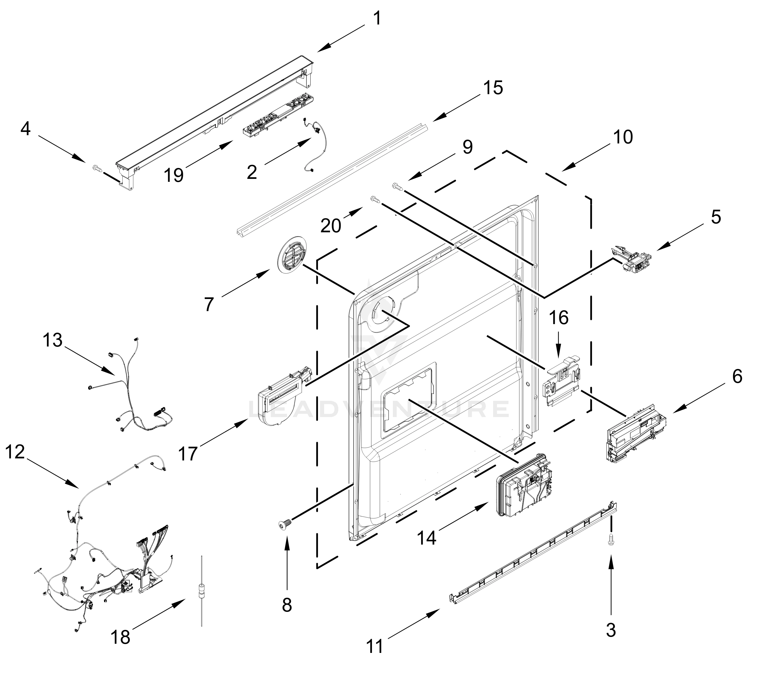 CONTROL PANEL AND INNER DOOR PARTS