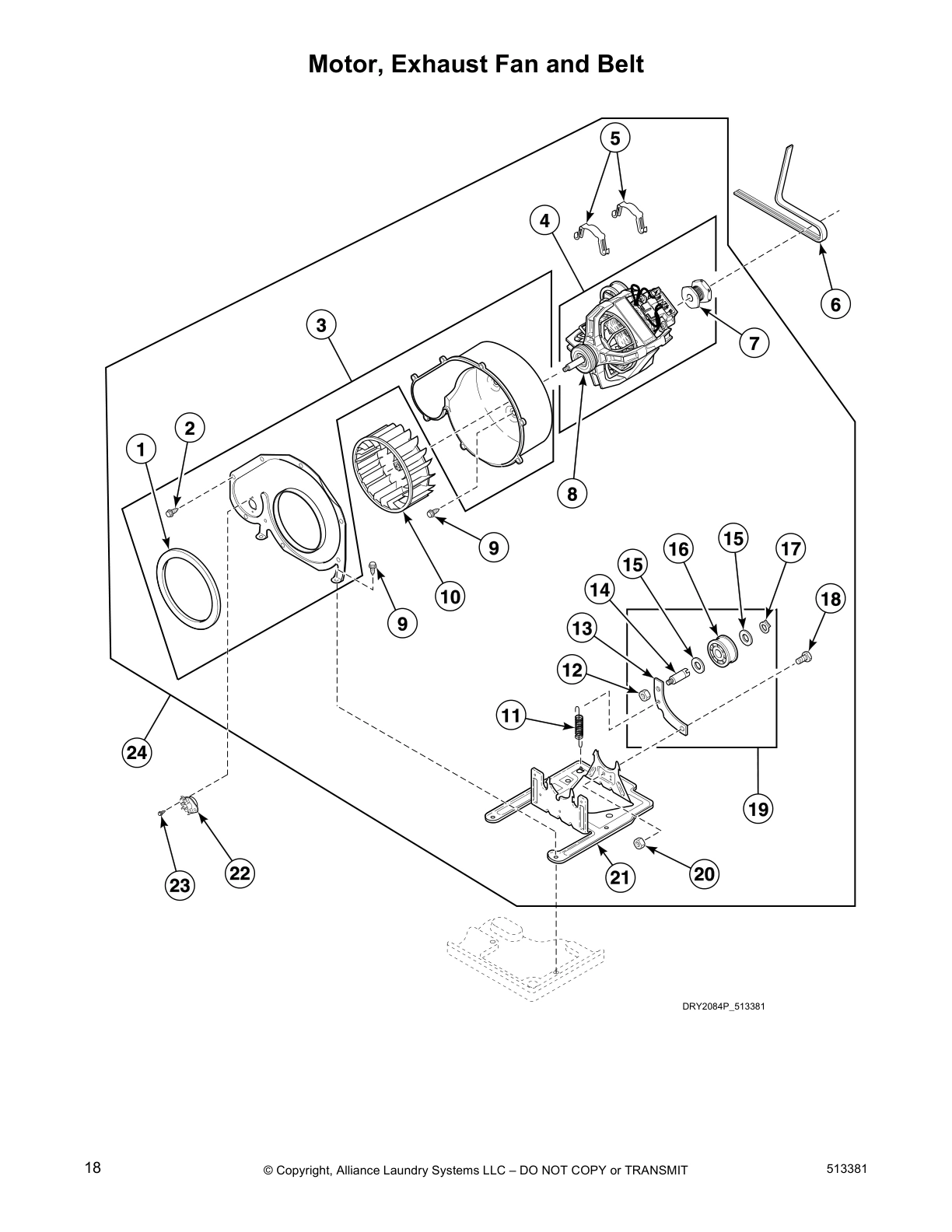 Motor, Exhaust Fan and Belt