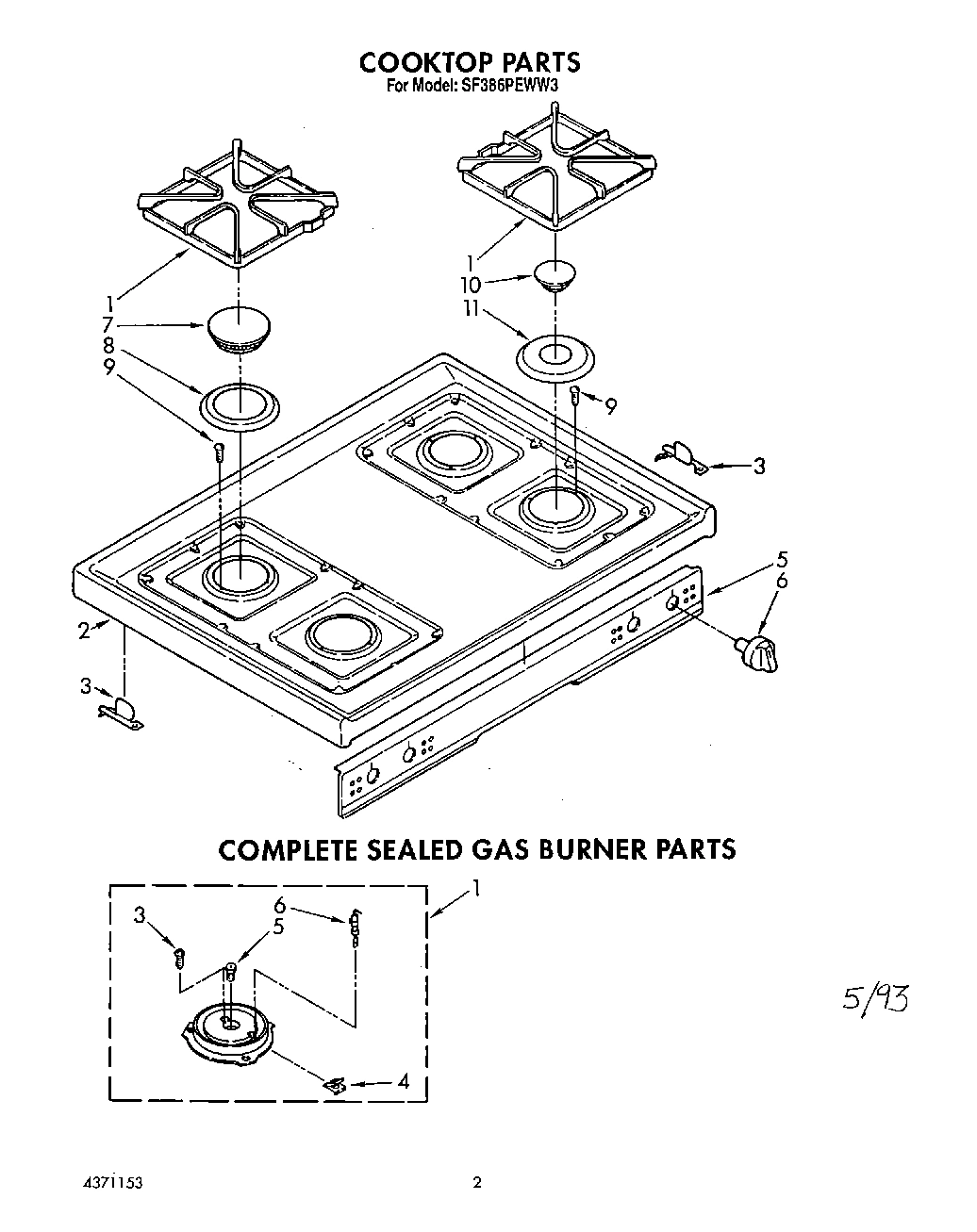 01 - COOKTOP, COMPLETE SEALED GAS BURNER