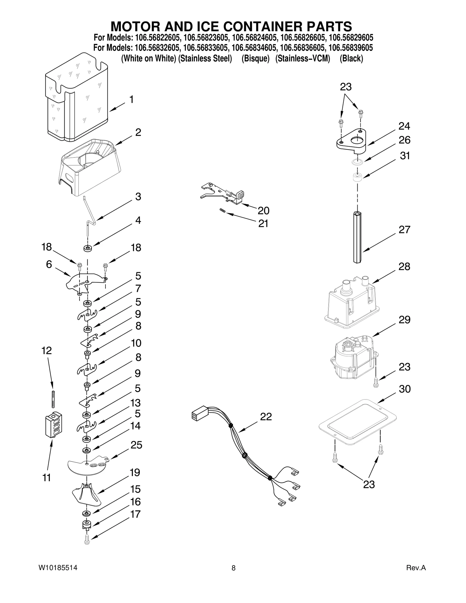 MOTOR AND ICE CONTAINER PARTS