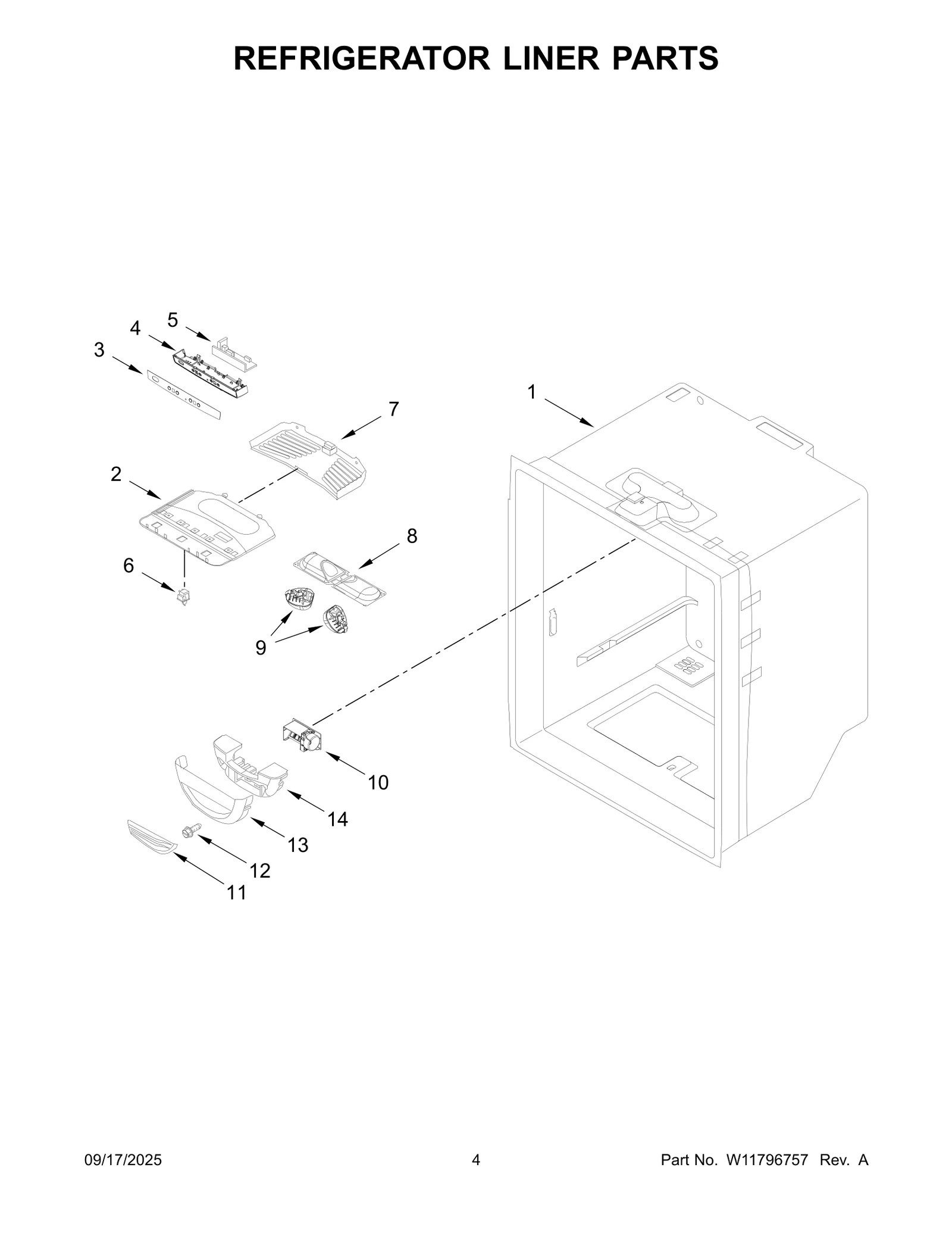 REFRIGERATOR LINER PARTS