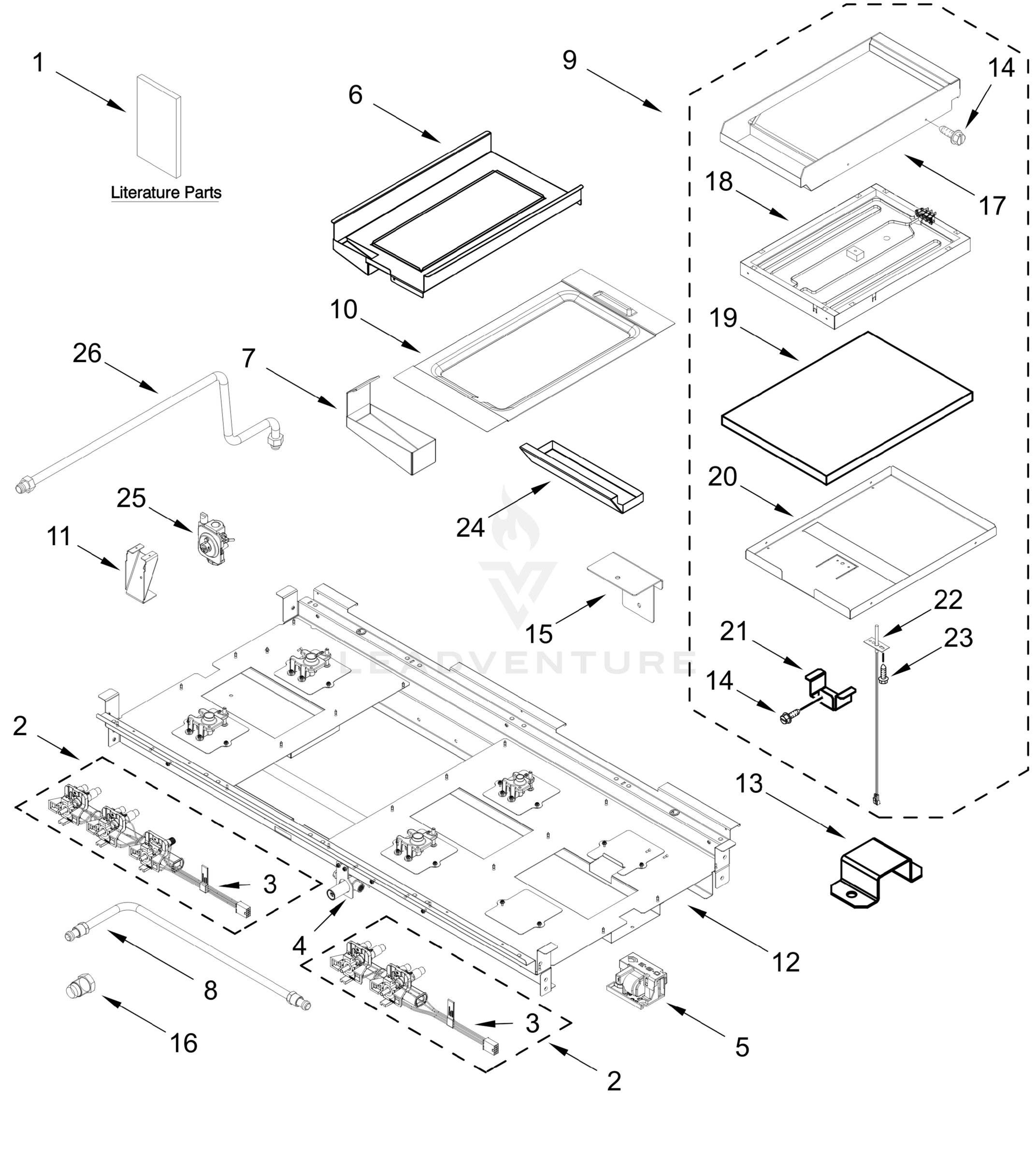 BURNER BOX, GRIDDLE, AND GRILL PARTS
