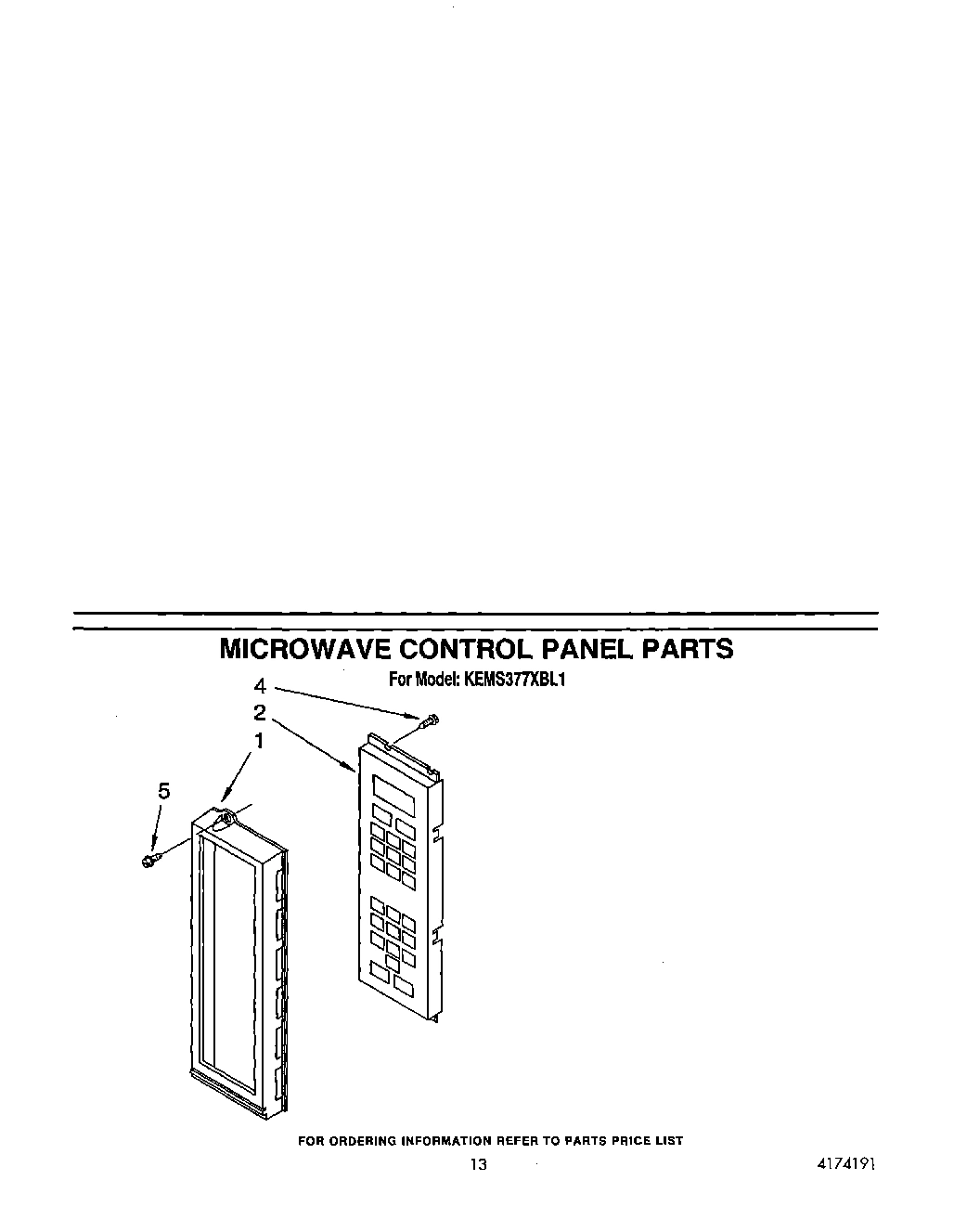 10 - MICROWAVE CONTROL PANEL