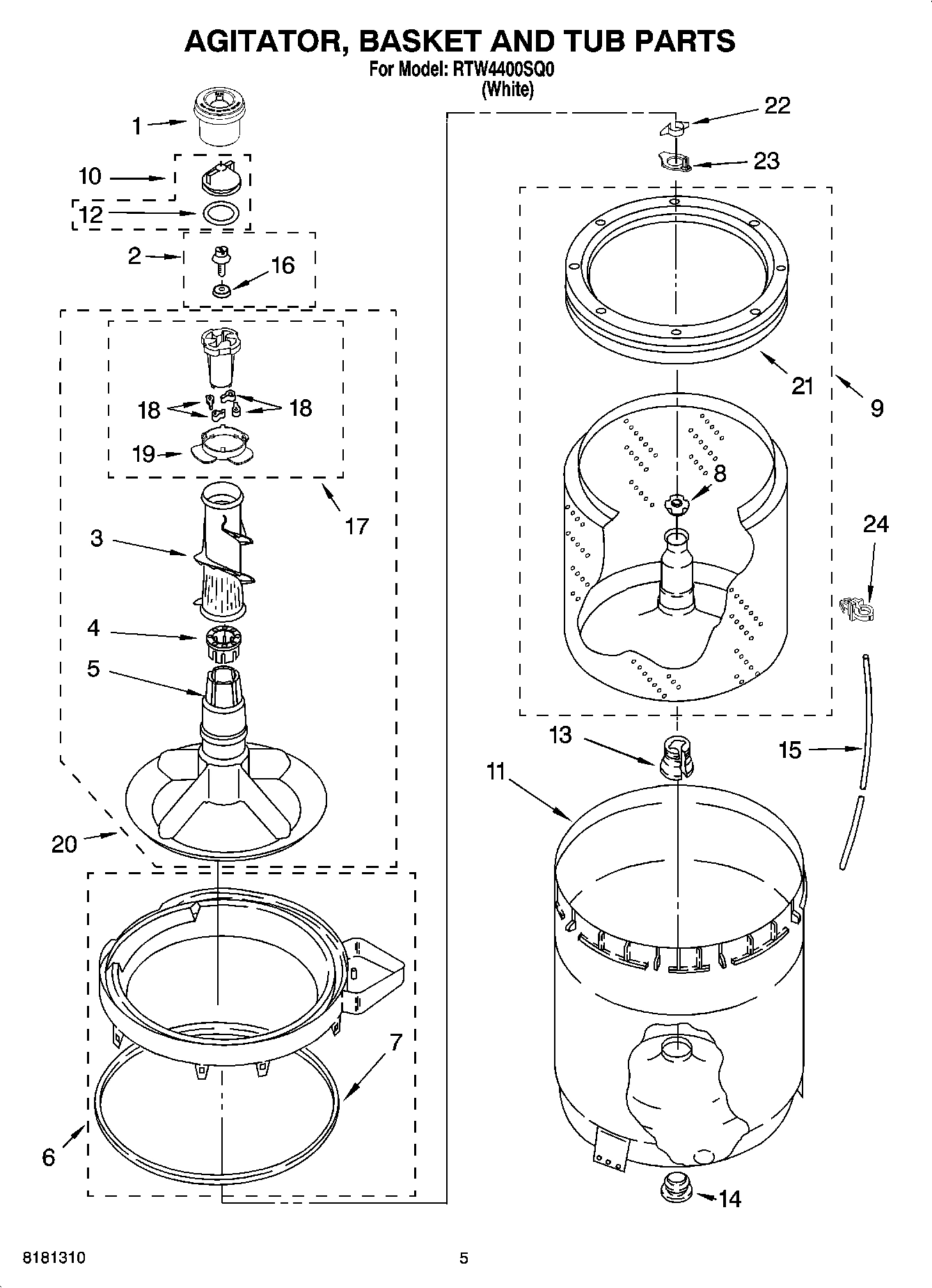03 - AGITATOR, BASKET AND TUB PARTS