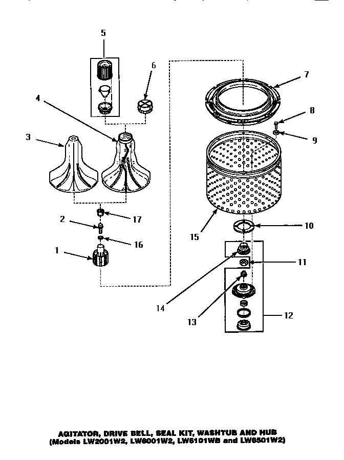 02 - AGITATOR/DRIVE BELL/SEAL KIT/TUB & HUB