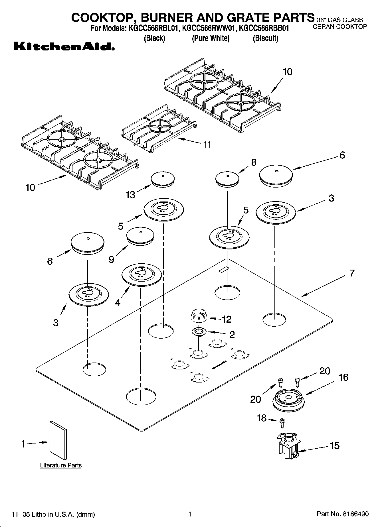 01 - COOKTOP, BURNER AND GRATE PARTS