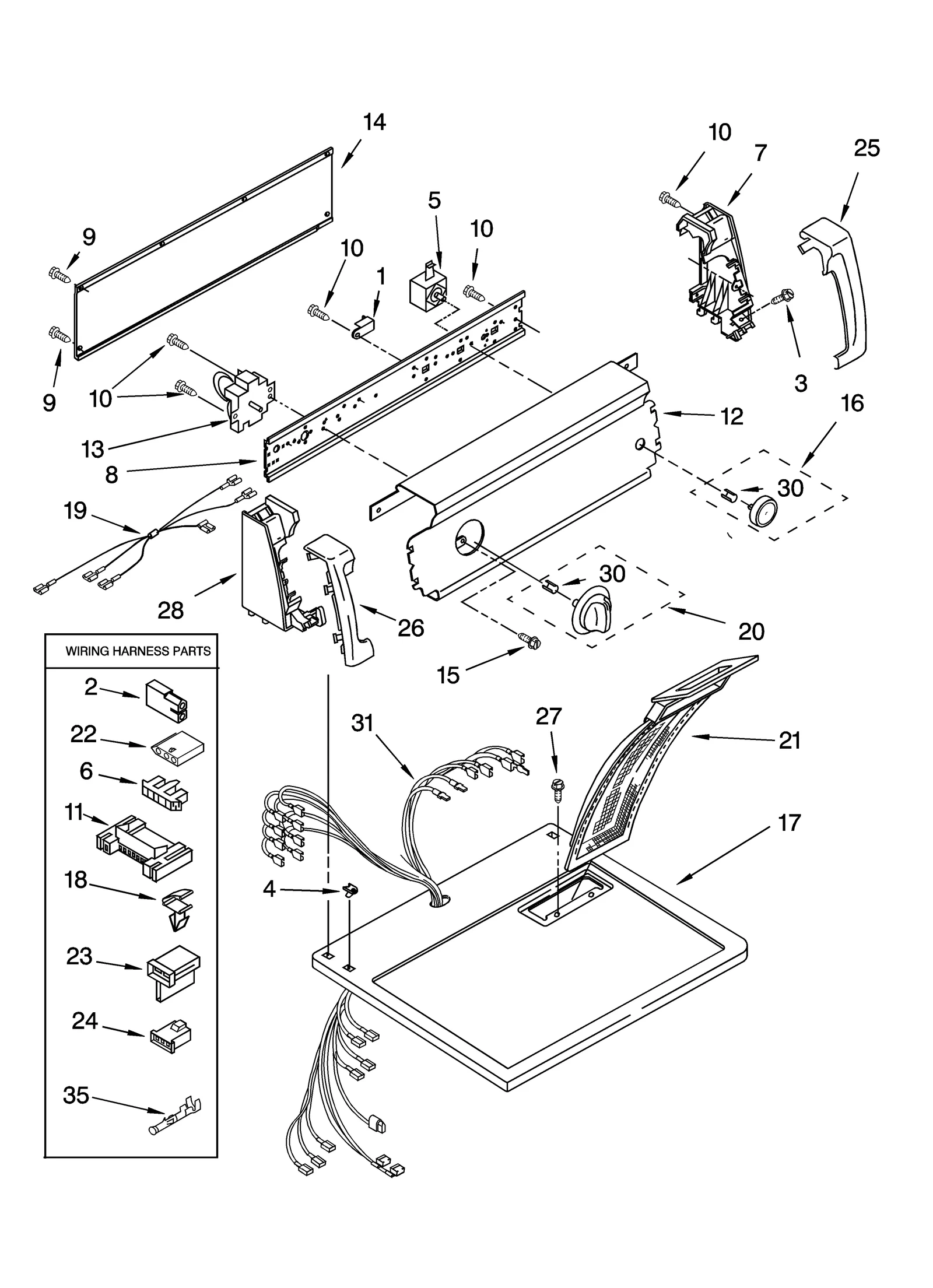 TOP AND CONSOLE PARTS OPTIONAL PARTS (NOT INCLUDED)