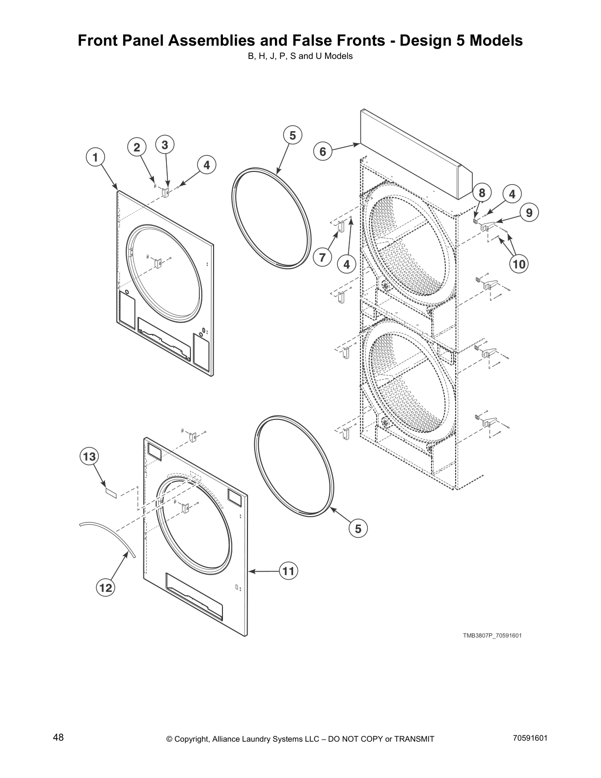 Front Panel Assemblies and False Fronts - Design 5 Models