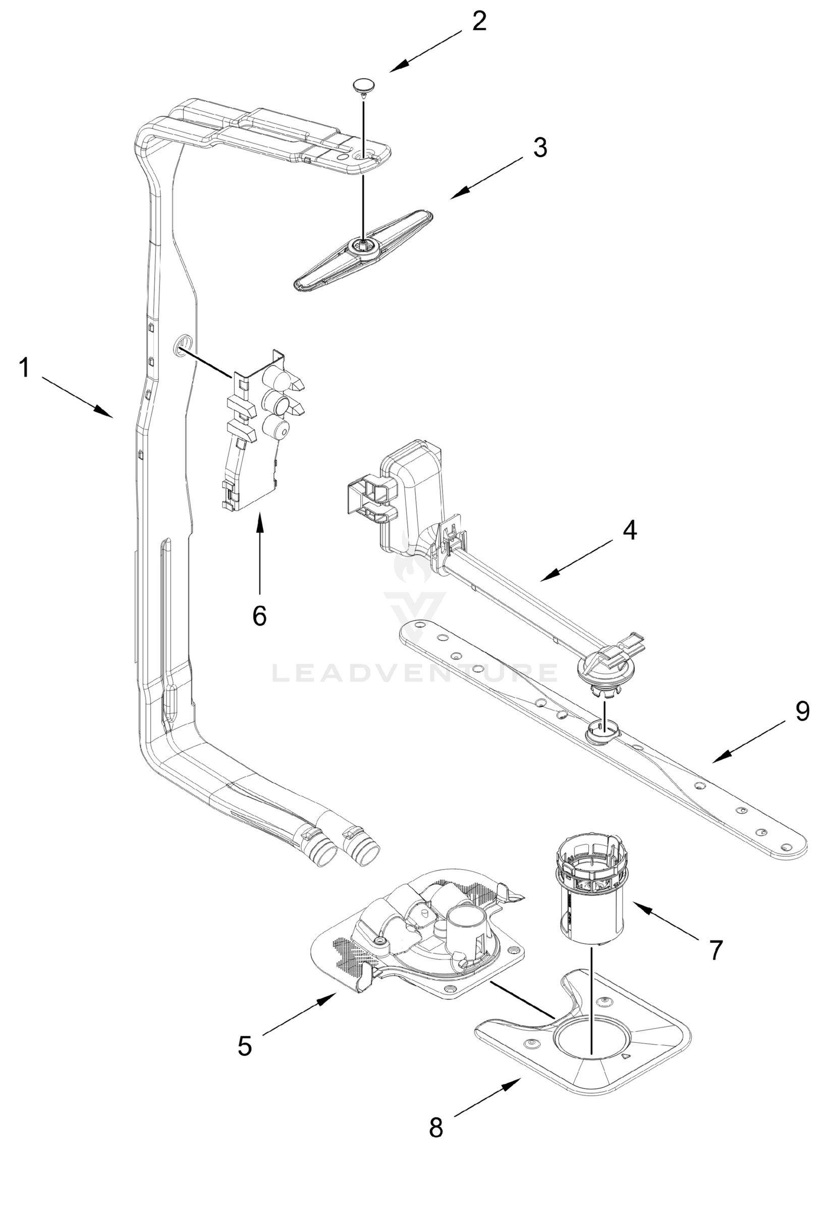 UPPER WASH AND RINSE PARTS