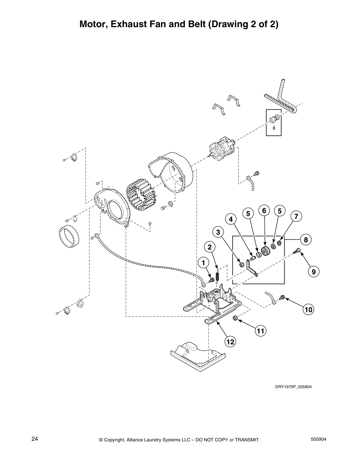 Motor, Exhaust Fan and Belt (Drawing 2 of 2)