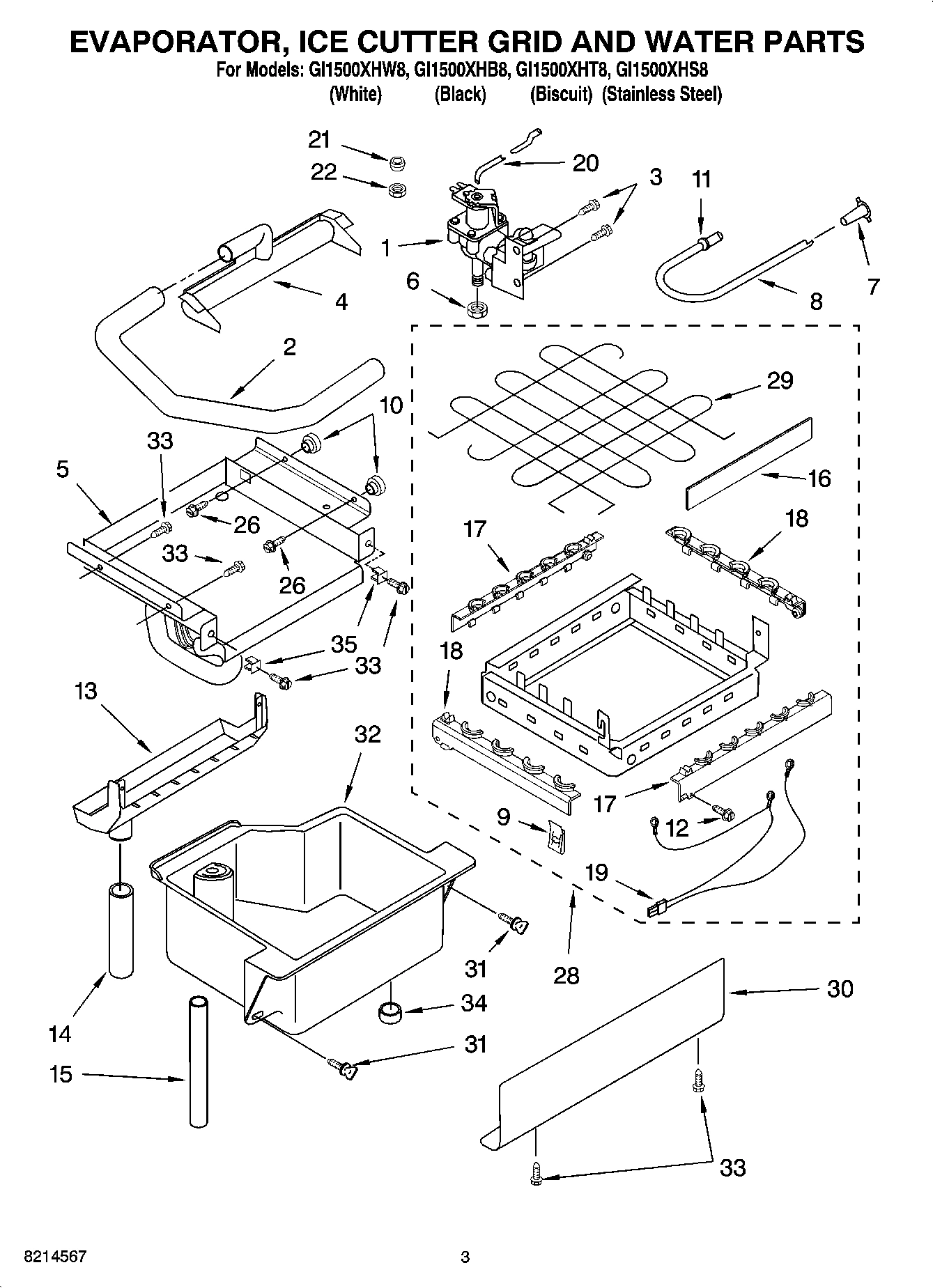 02 - EVAPORATOR, ICE CUTTER GRID AND WATER PARTS