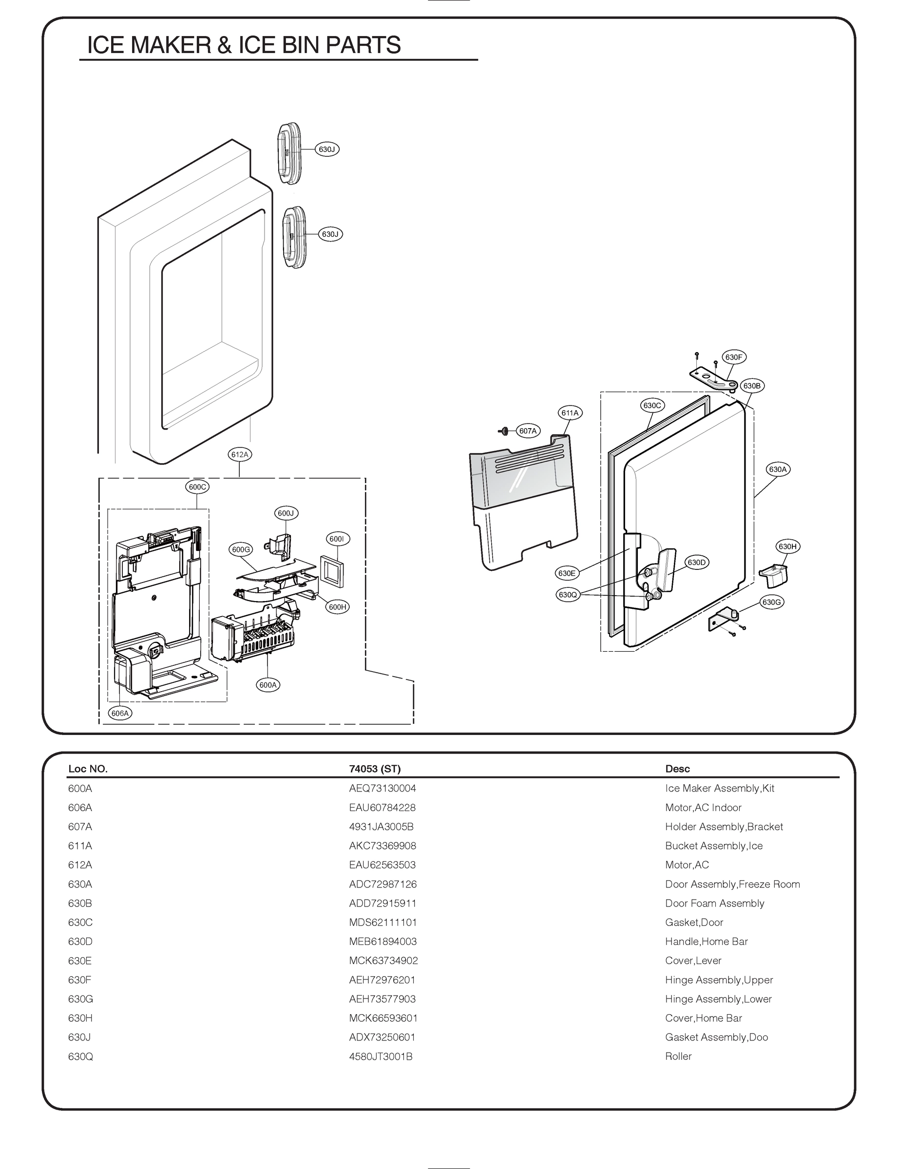 ICE MAKER & ICE BIN PARTS