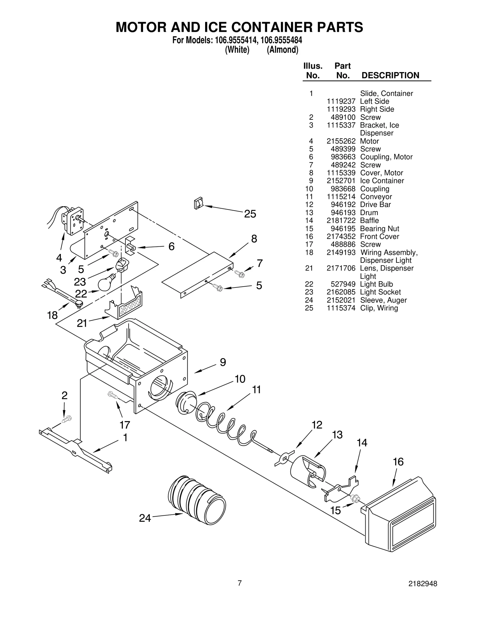 MOTOR AND ICE CONTAINER PARTS