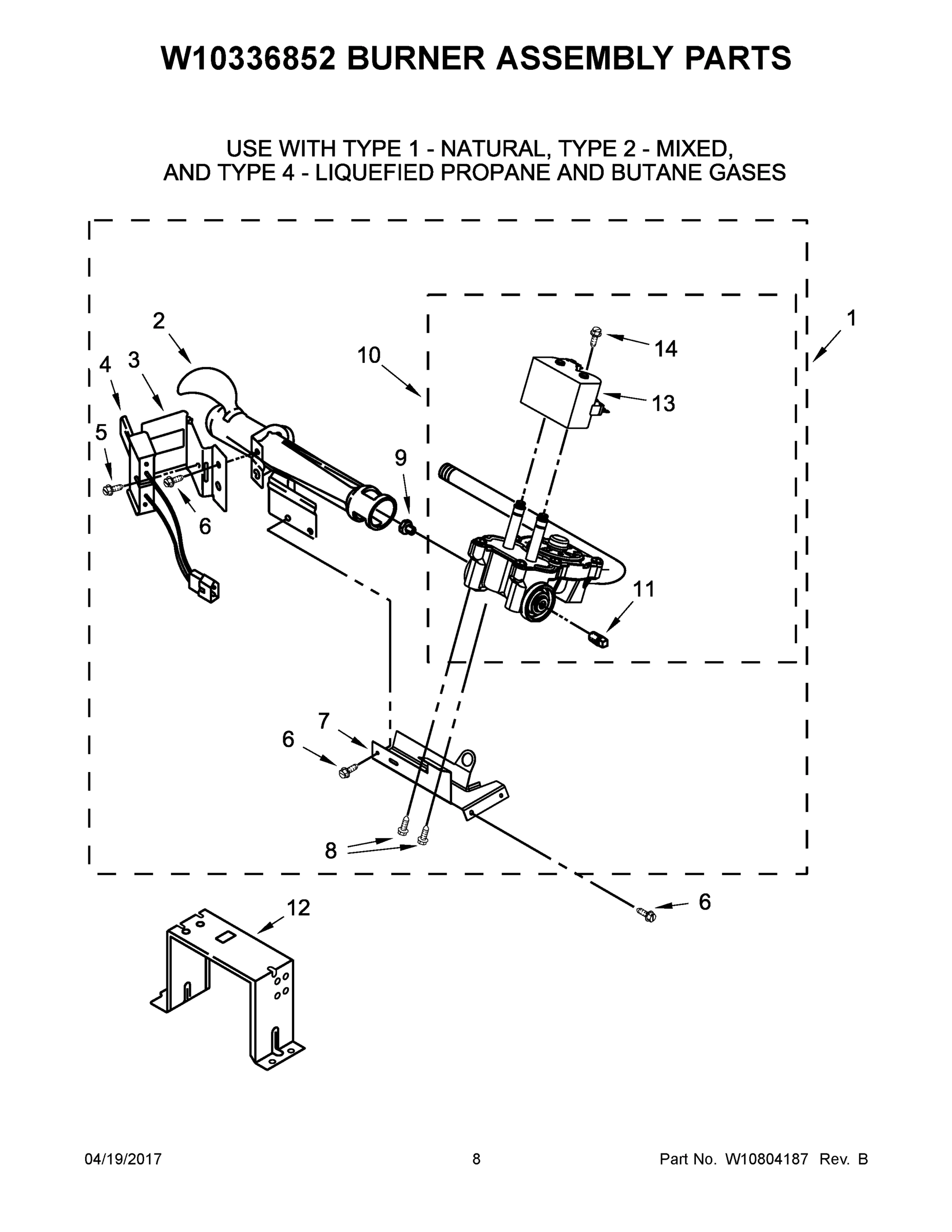05 - W10336852 BURNER ASSEMBLY PARTS