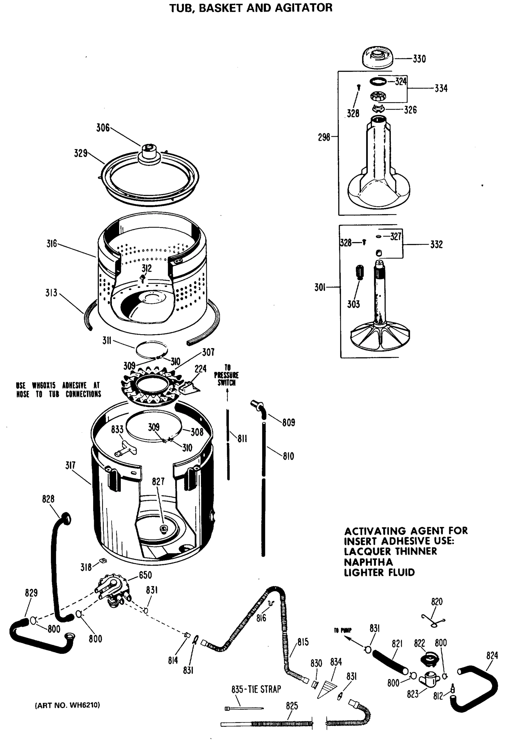 TUB, BASKET AND AGITATOR