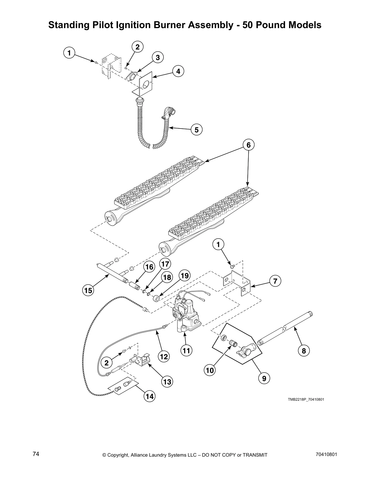 Standing Pilot Ignition Burner Assembly - 50 Pound Models