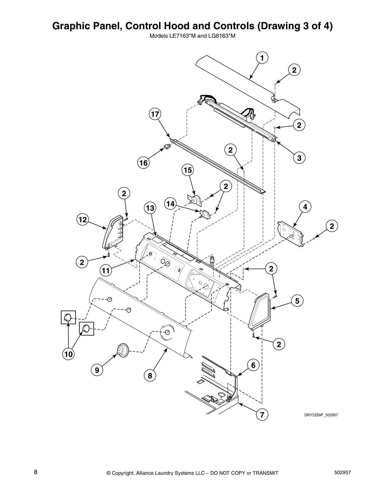 Graphic Panel, Control Hood and Controls (Drawing 3 of 4)