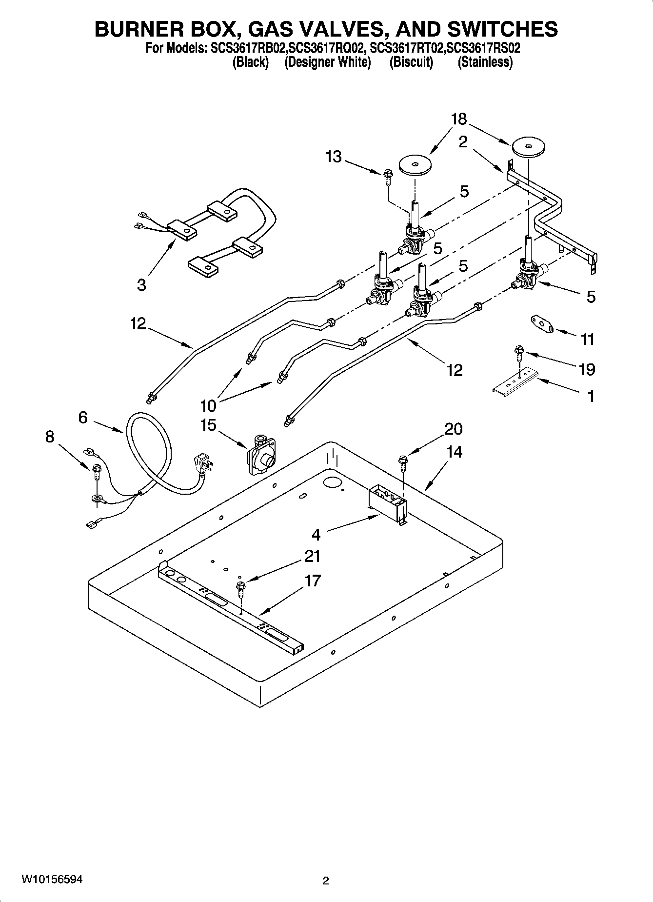 02 - BURNER BOX, GAS VALVES, AND SWITCHES