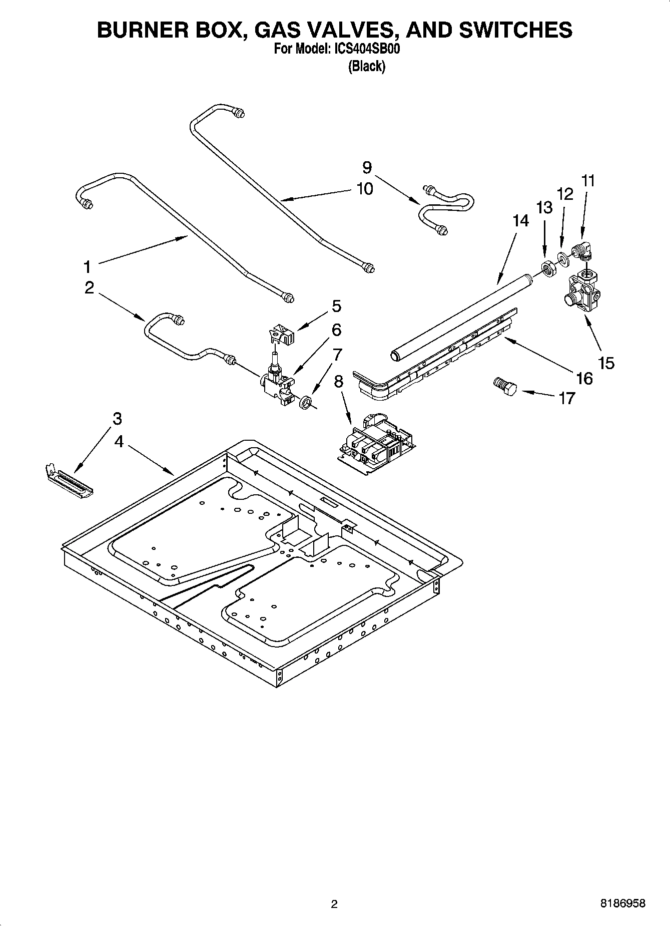 02 - BURNER BOX, GAS VALVES, AND SWITCHES