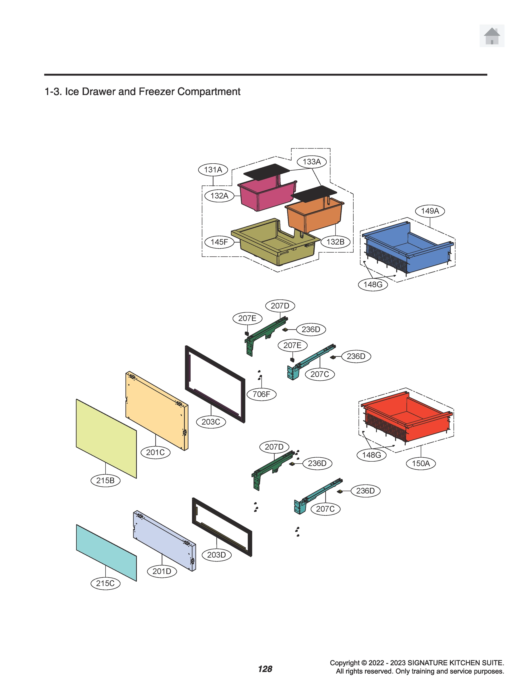 ICE DRAWER AND FREEZER COMPARTMENT