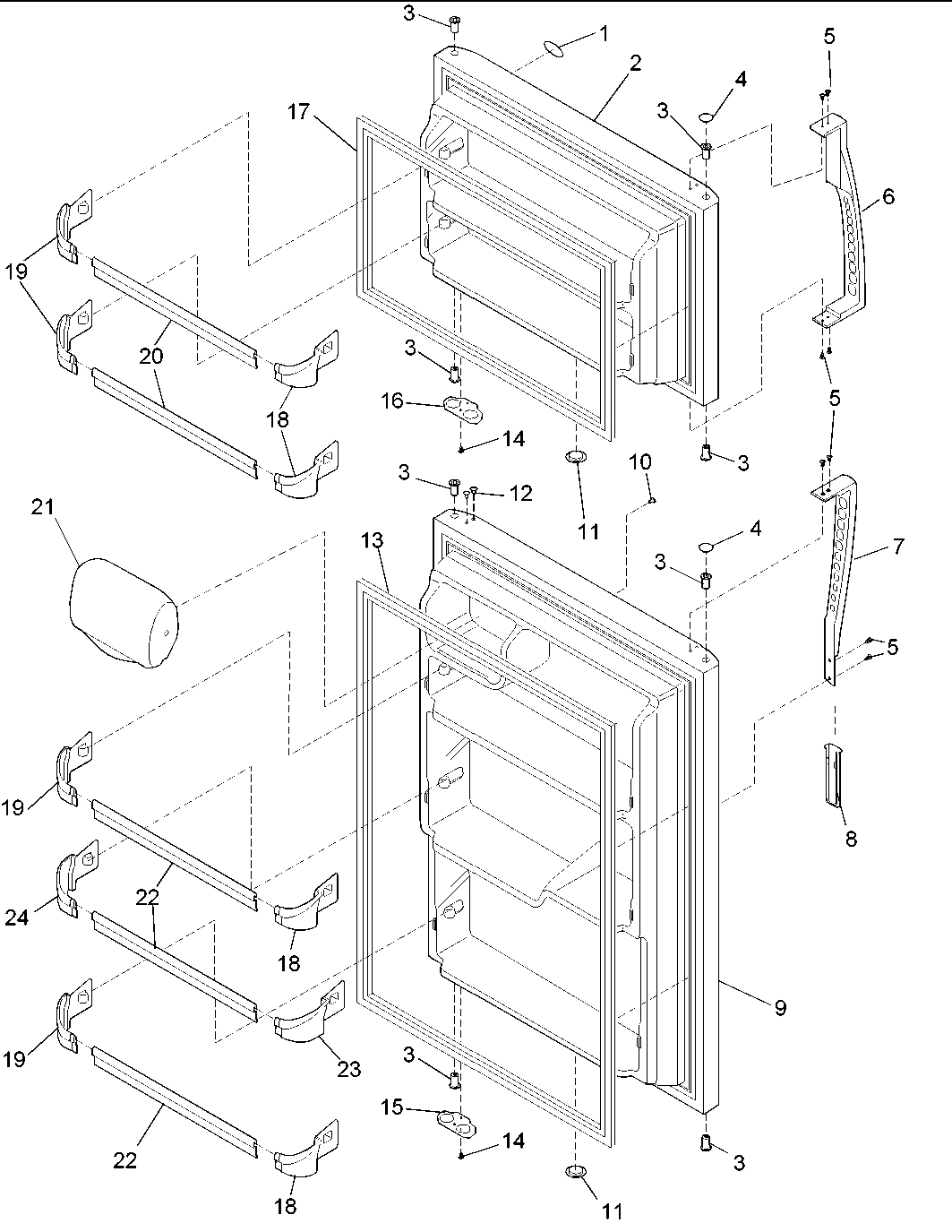 02 - Door Assy, Handles & Shelves