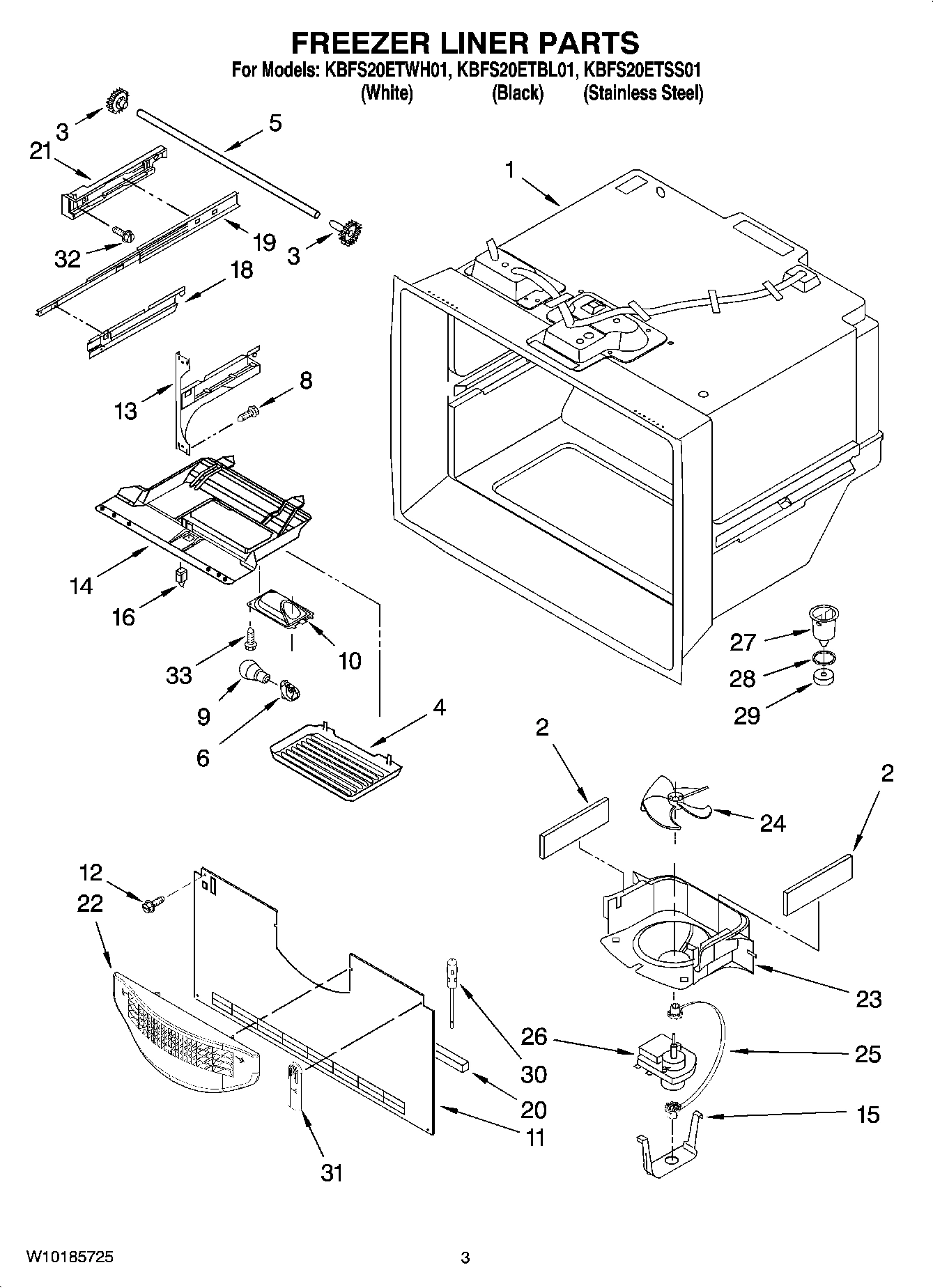 02 - FREEZER LINER PARTS