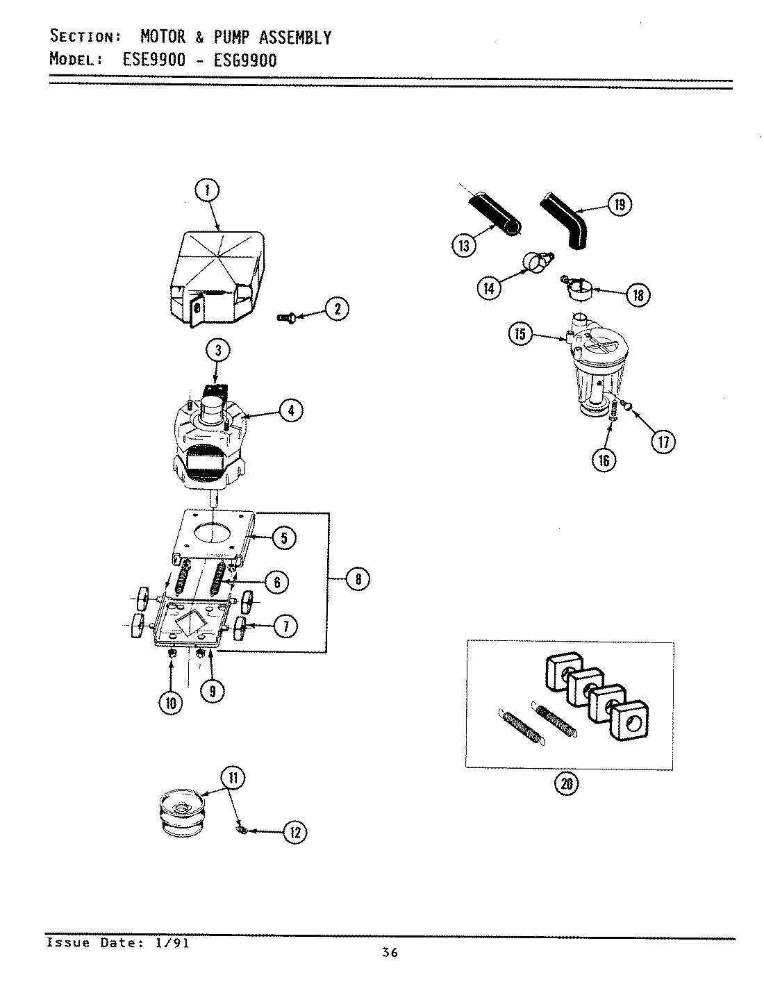 14 - MOTOR & PUMP ASSY (ESE9900 & ESG9900)
