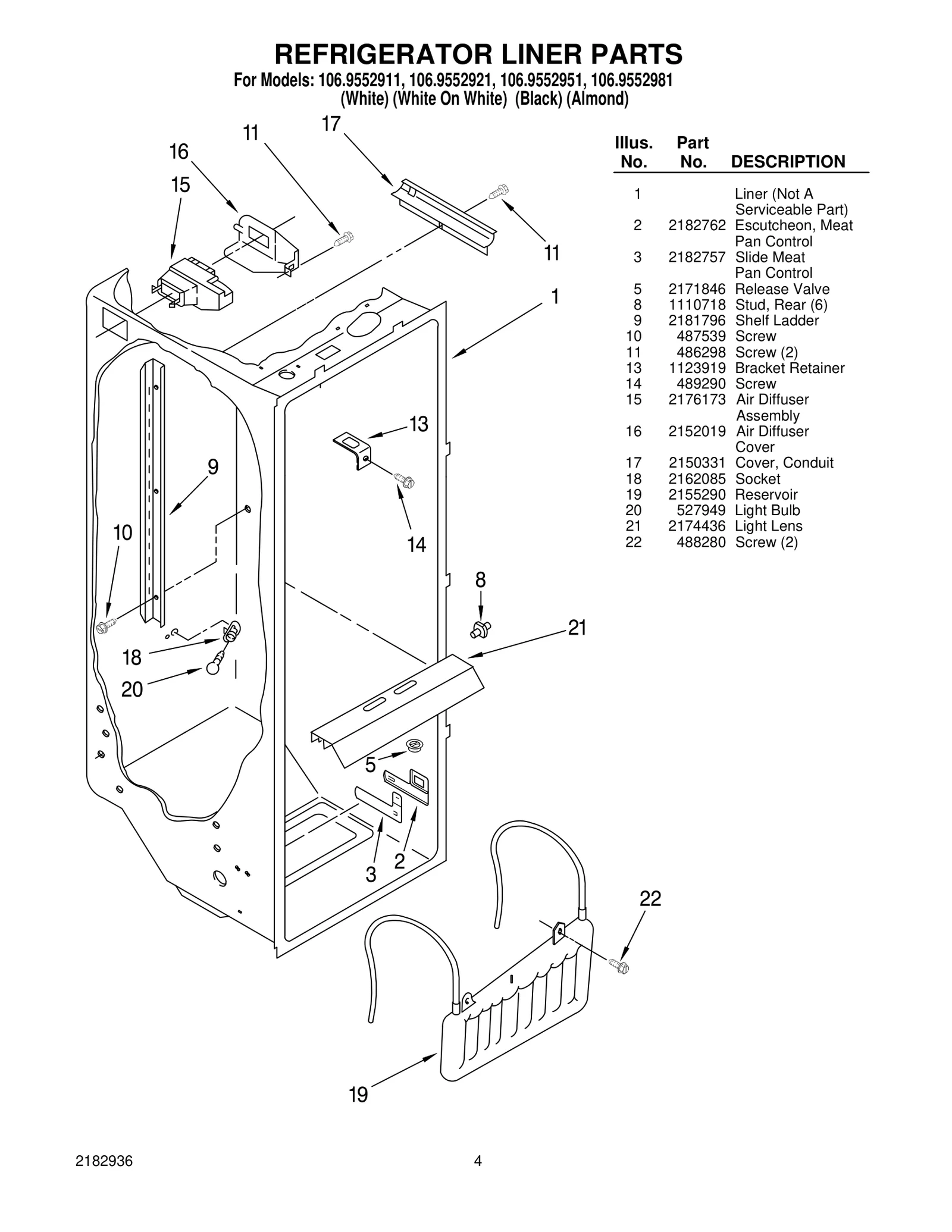 REFRIGERATOR LINER PARTS