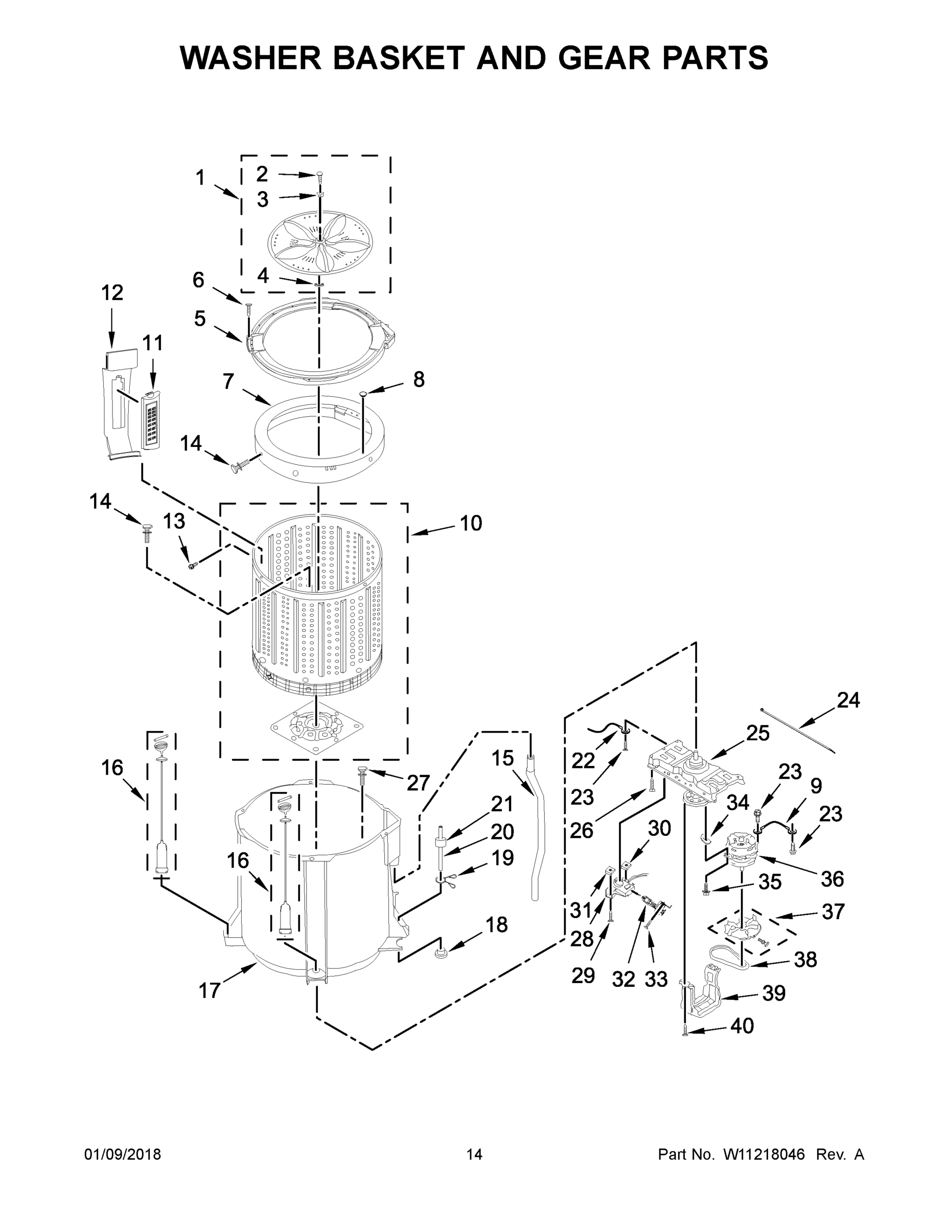 08 - WASHER BASKET AND GEAR PARTS