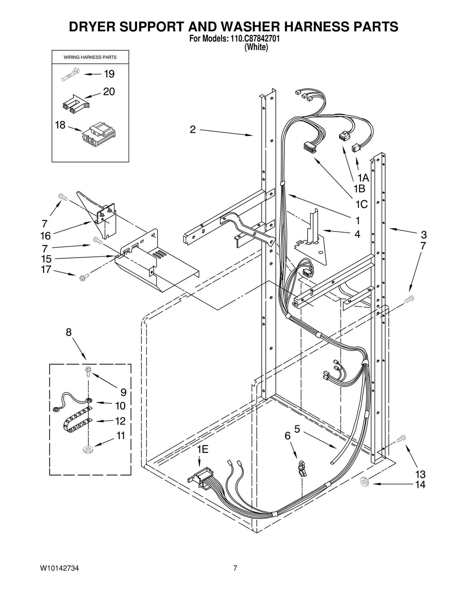 DRYER SUPPORT AND WASHER HARNESS PARTS