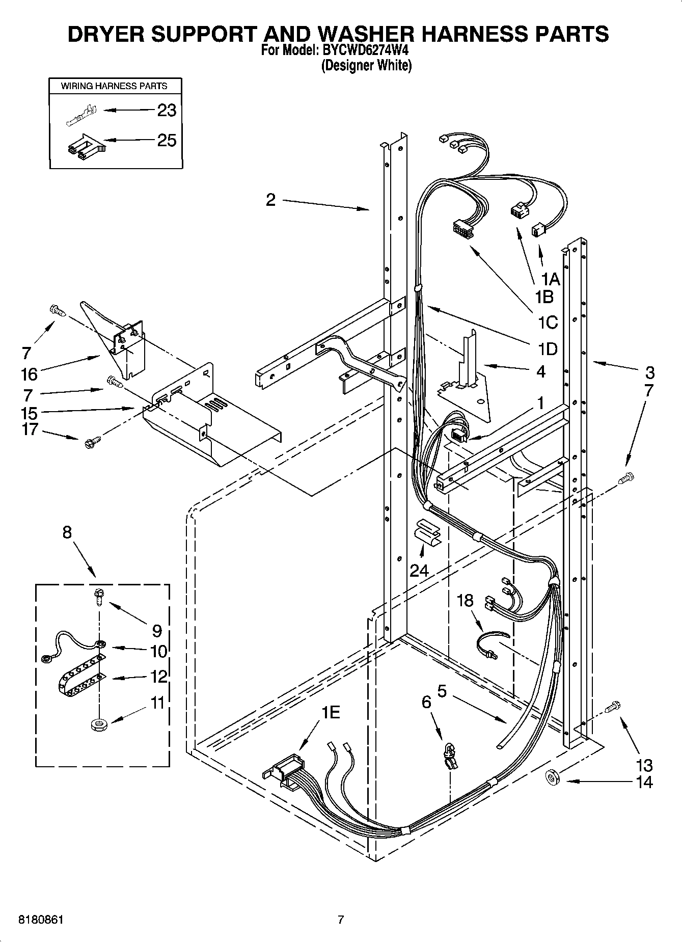 05 - DRYER SUPPORT AND WASHER HARNESS PARTS