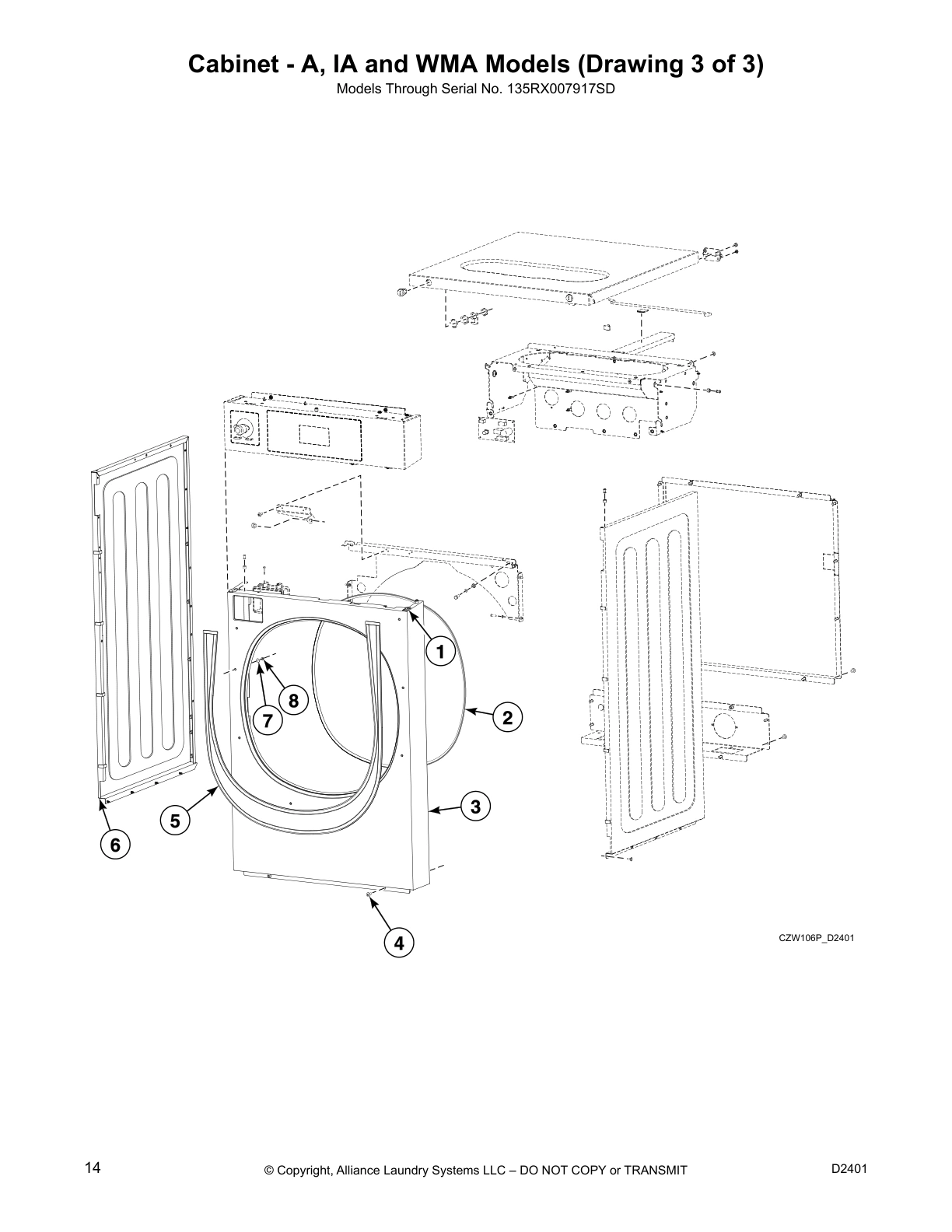 Cabinet - A, IA and WMA Models (Drawing 3 of 3)