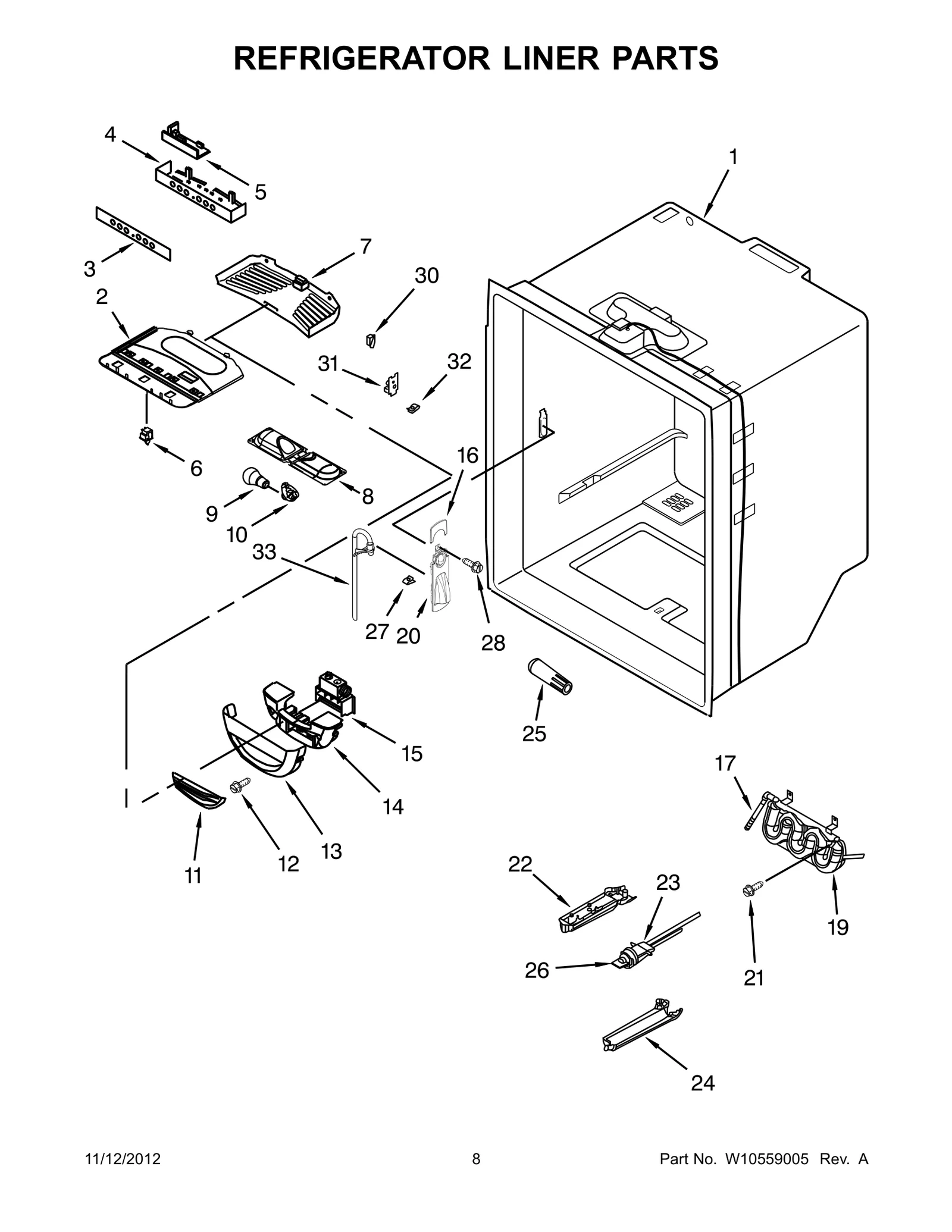REFRIGERATOR LINER PARTS