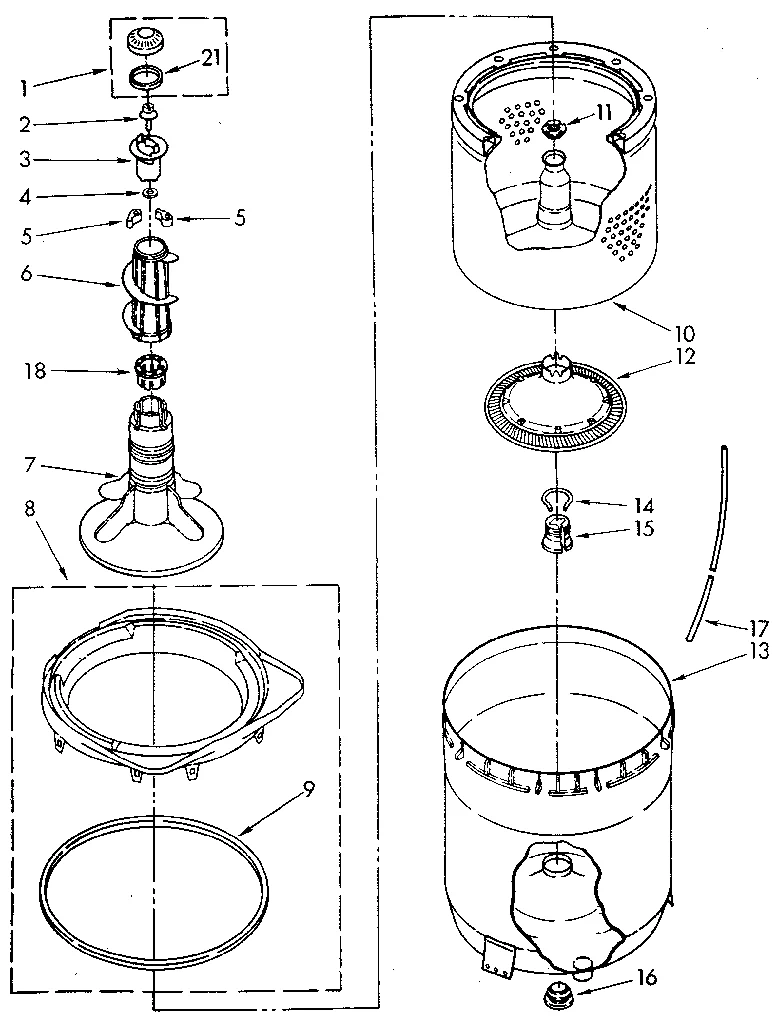 AGITATOR, BASKET AND TUB PARTS