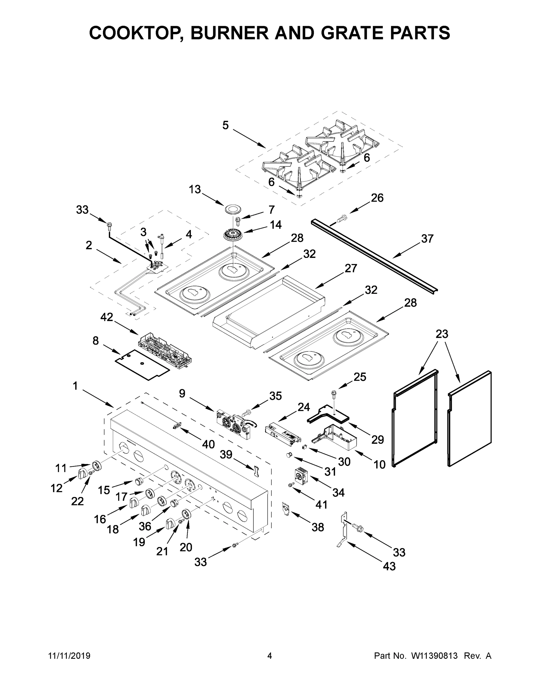 03 - COOKTOP, BURNER AND GRATE PARTS