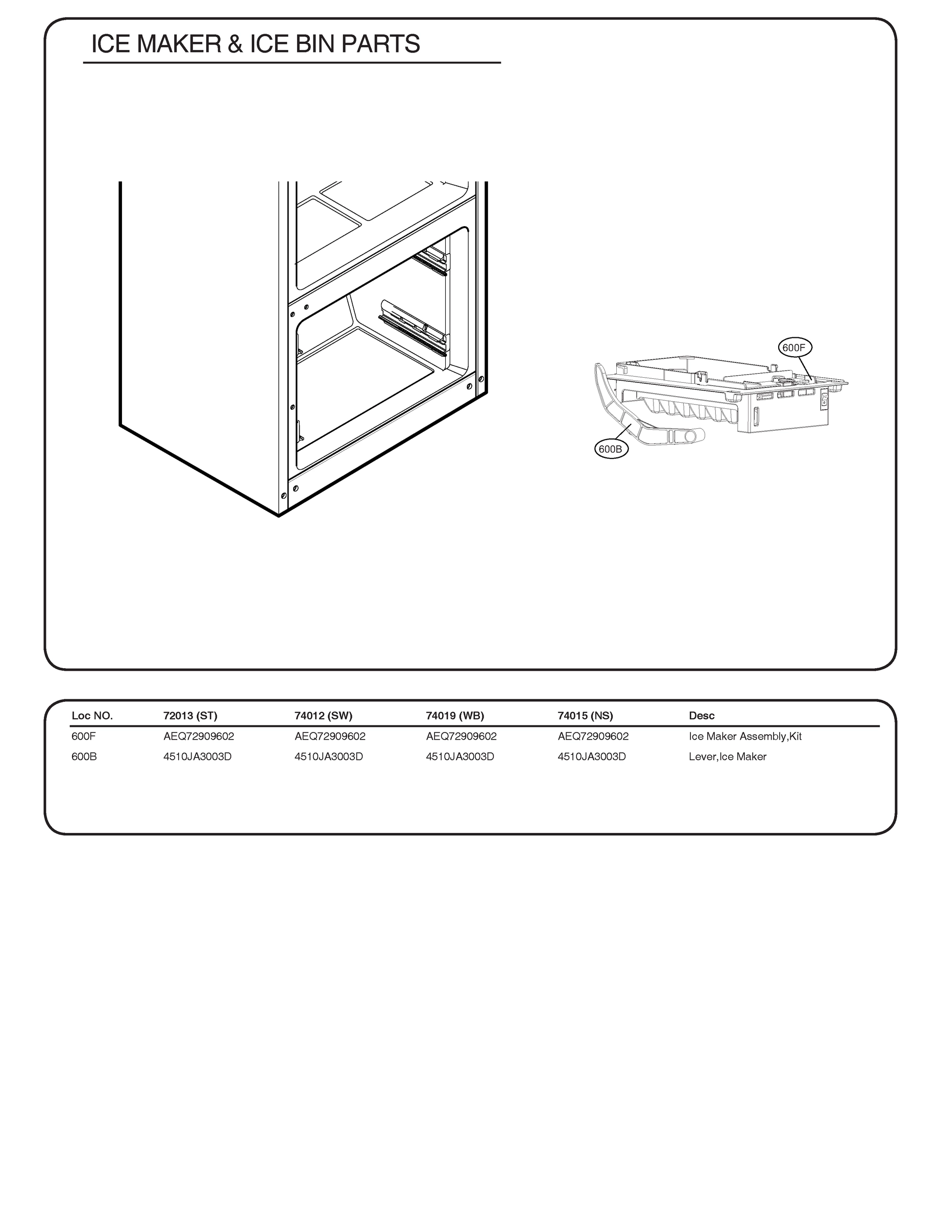 ICE MAKER & ICE BIN PARTS