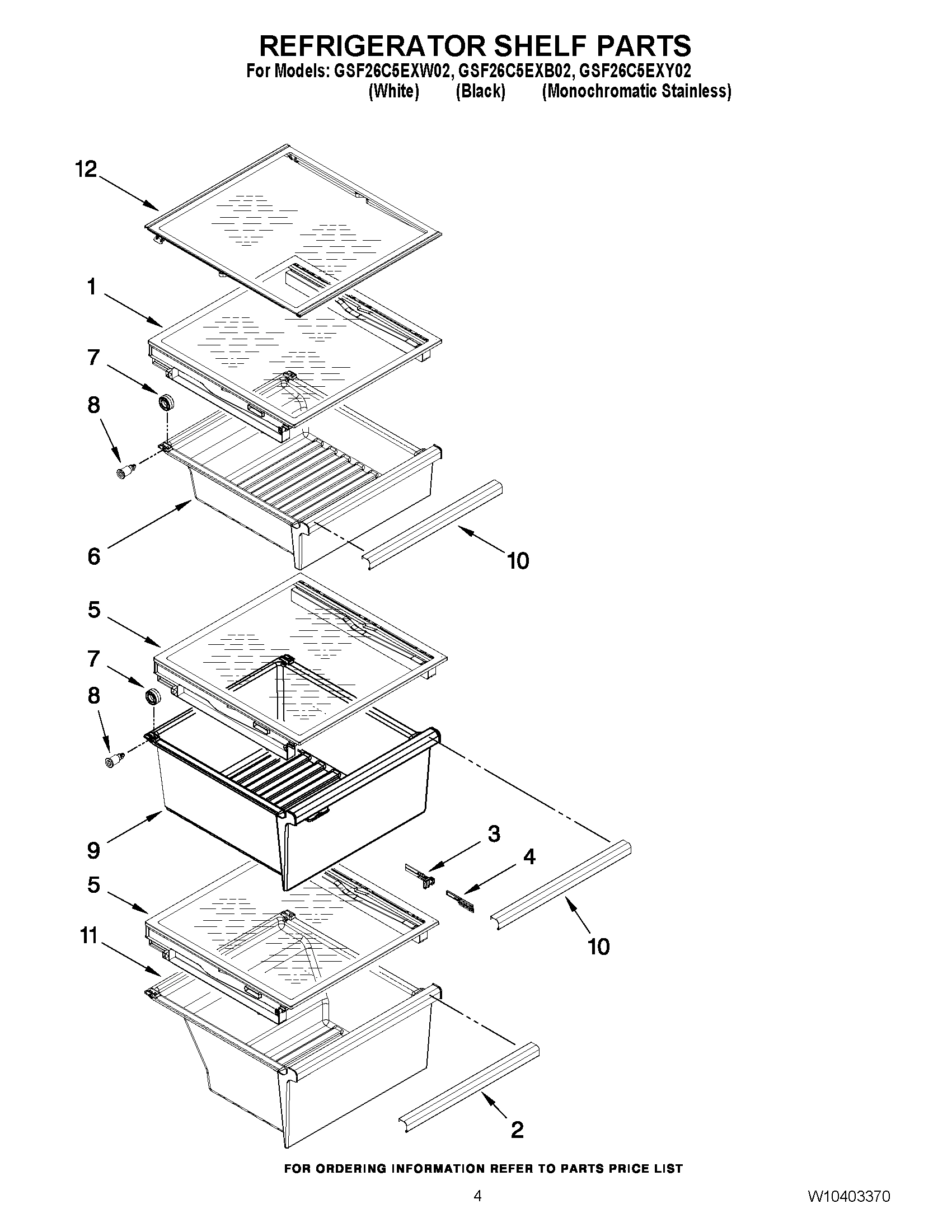 03 - REFRIGERATOR SHELF PARTS