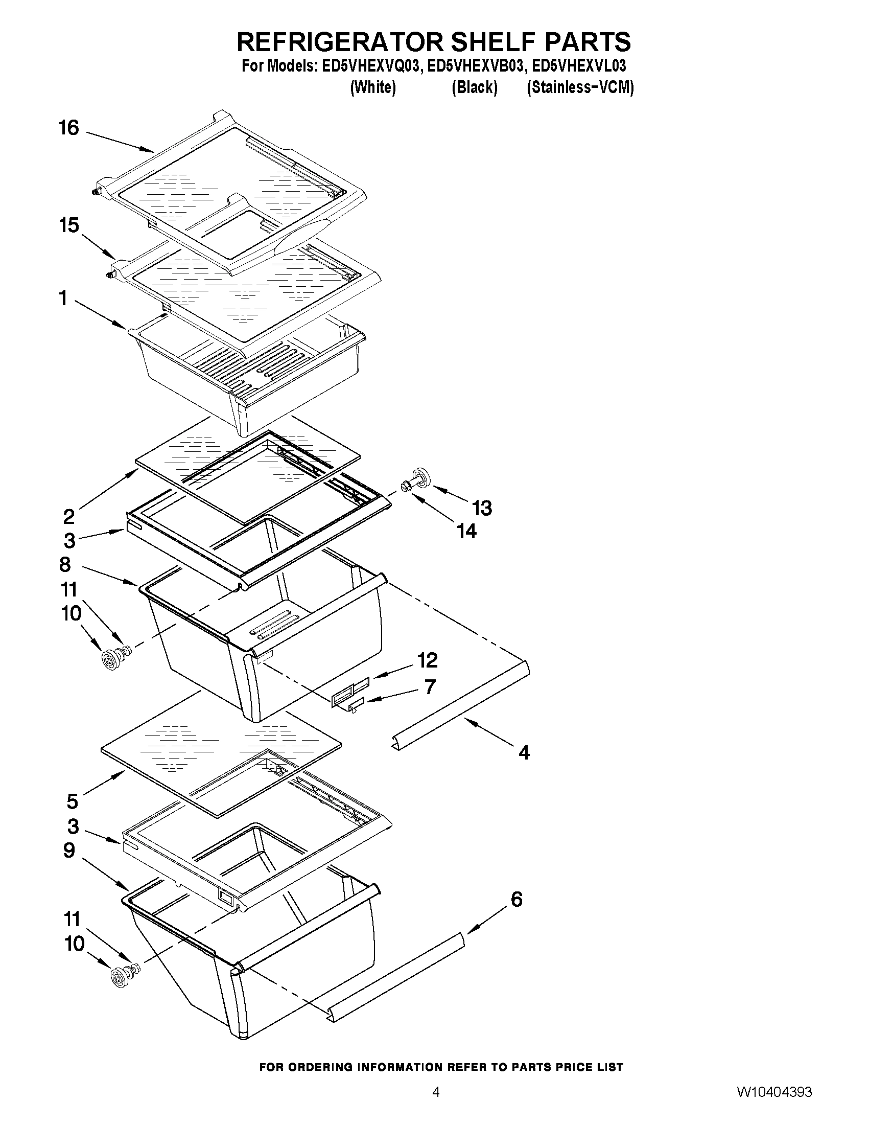 03 - REFRIGERATOR SHELF PARTS