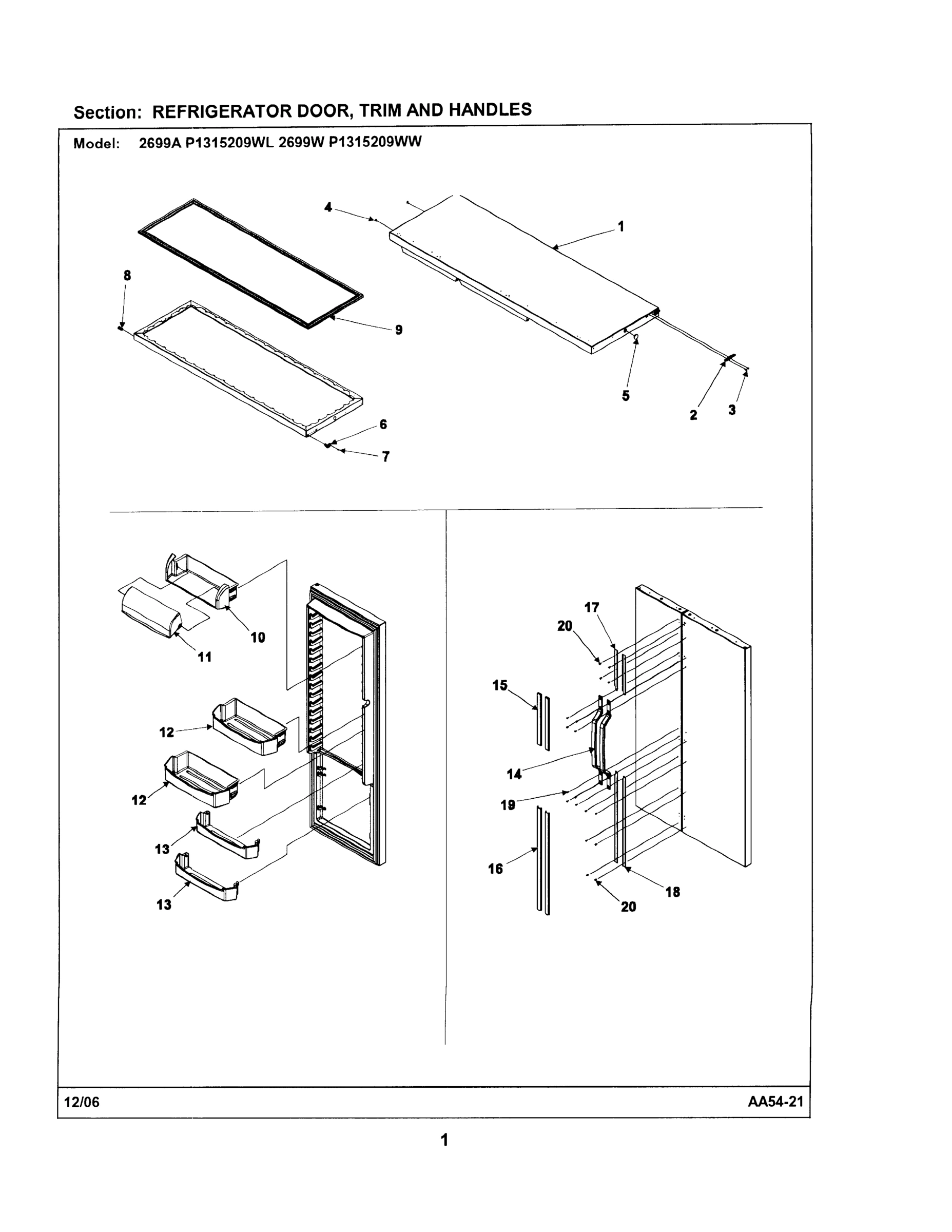 01 - REFRIGERATOR DOOR / TRIM / HANDLES