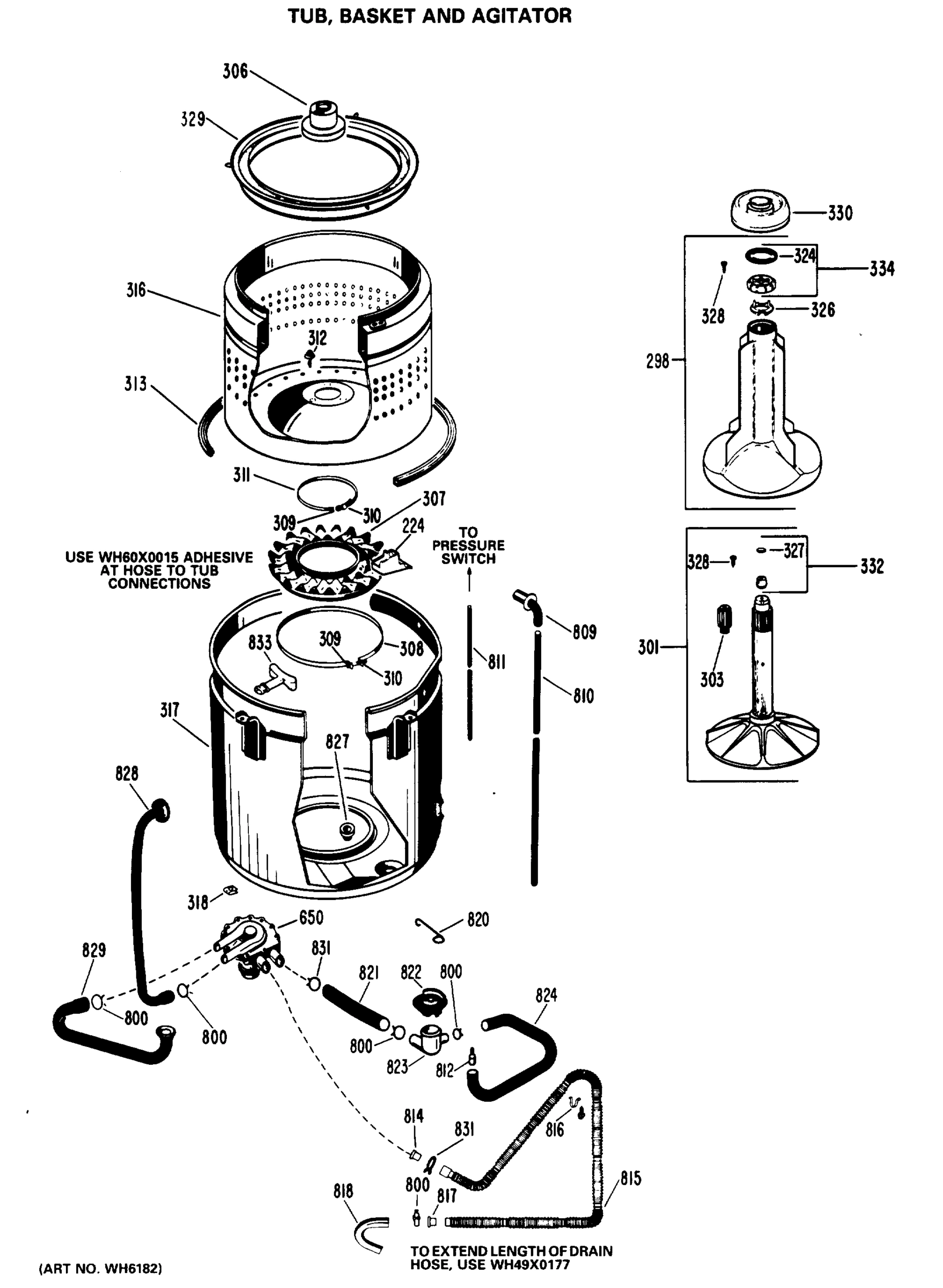 TUB,BASKET AND AGITATOR